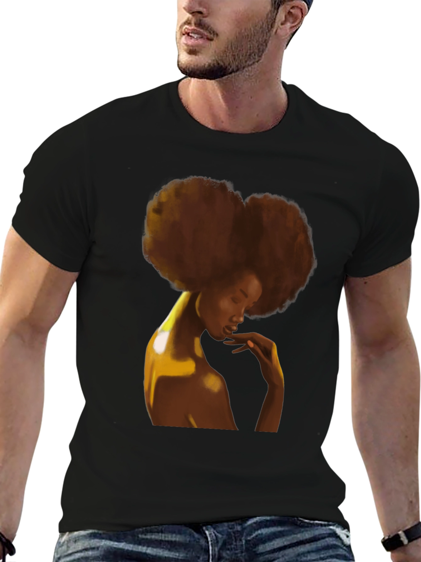 Afro Woman Graphic Black T-Shirt