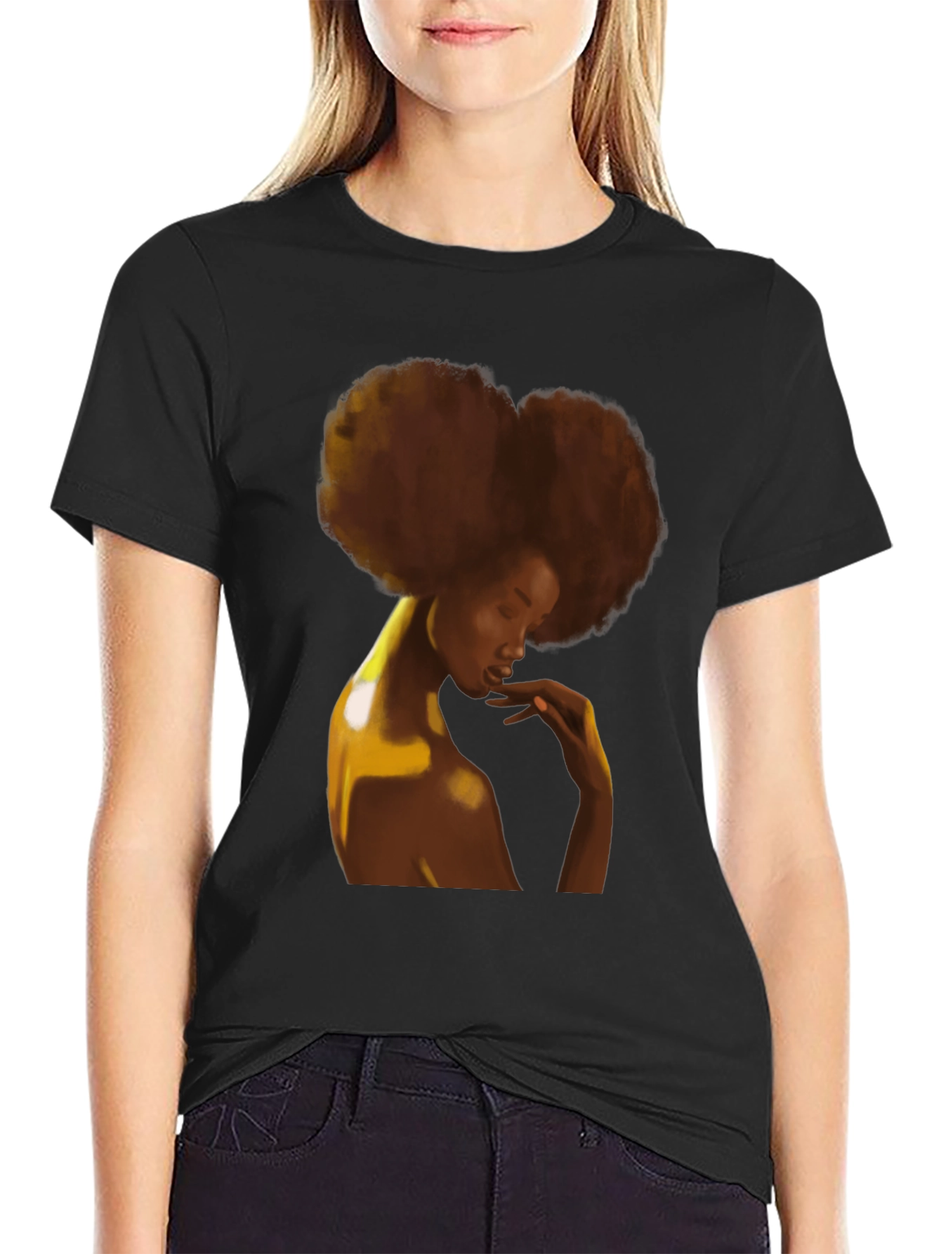 Afro Woman Graphic Black T-Shirt