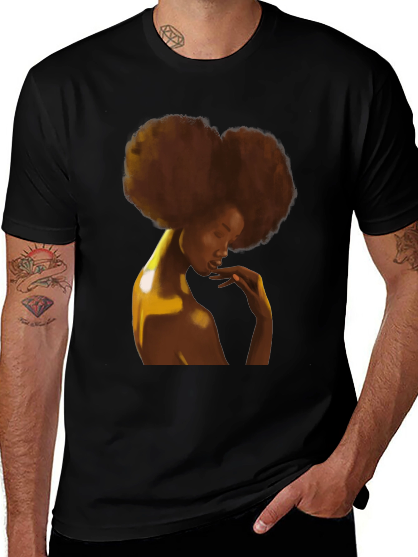 Afro Woman Graphic Black T-Shirt
