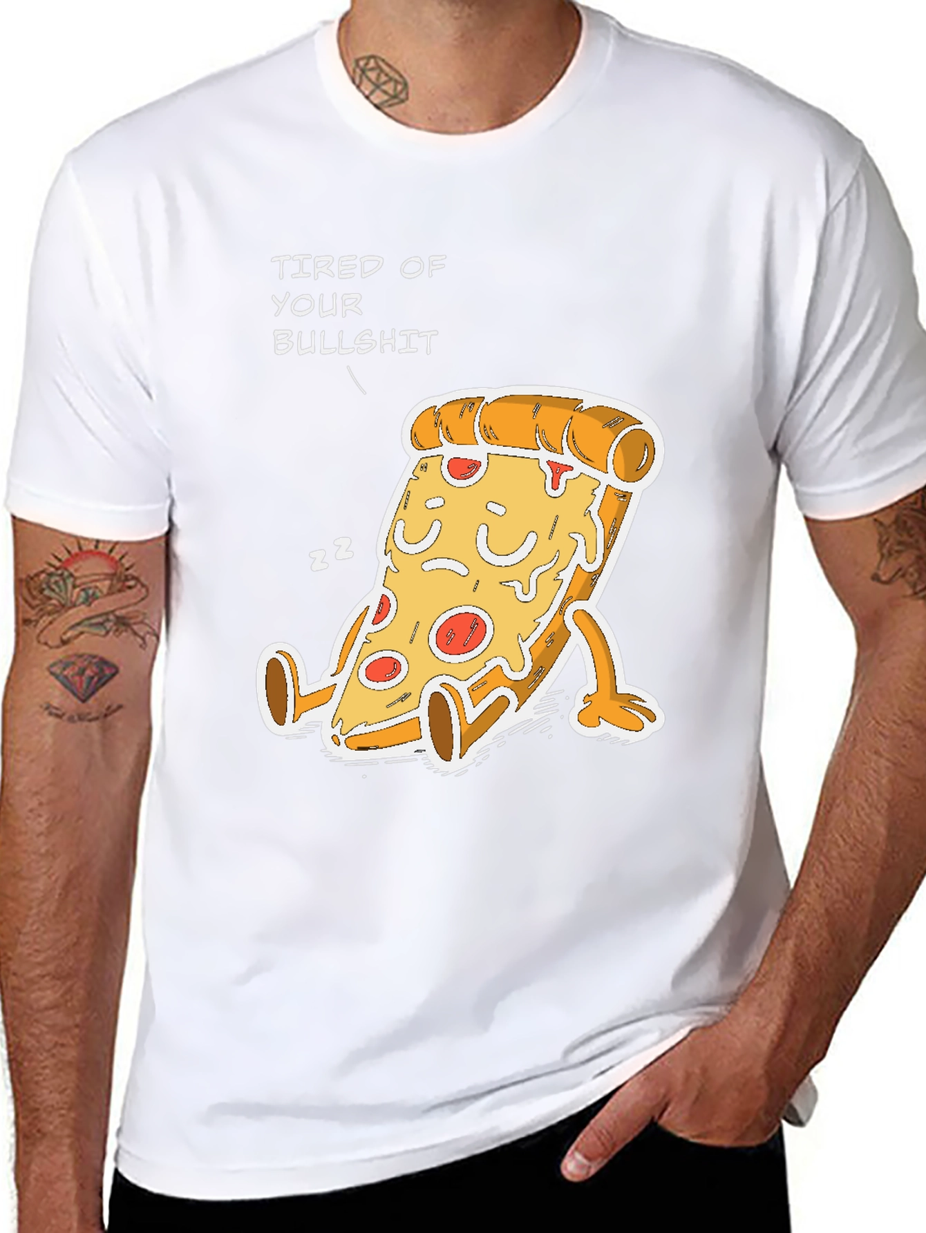 Tired of Your Bullshit Pizza Funny Graphic T-Shirt