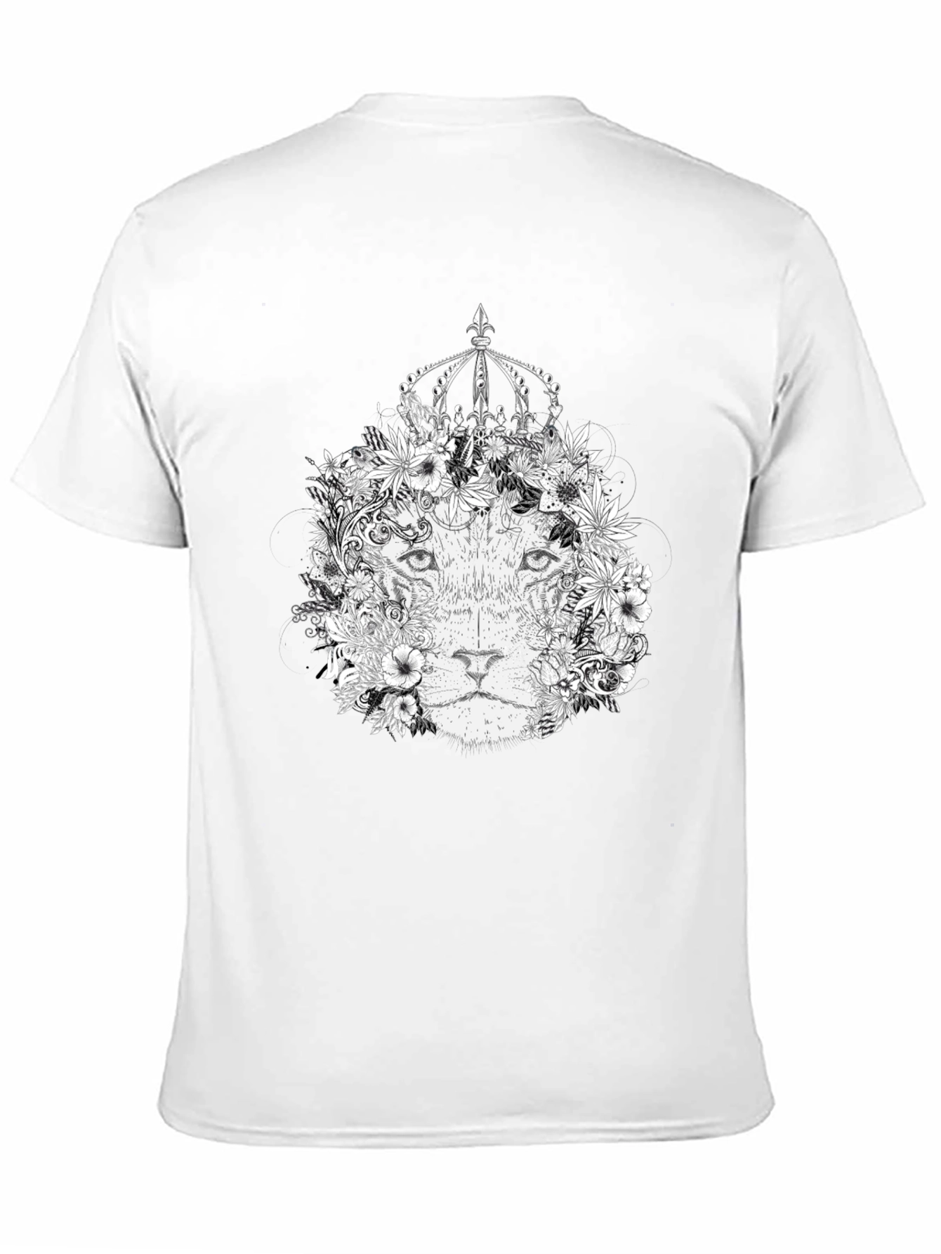 Floral Lion King Graphic Tee - Black