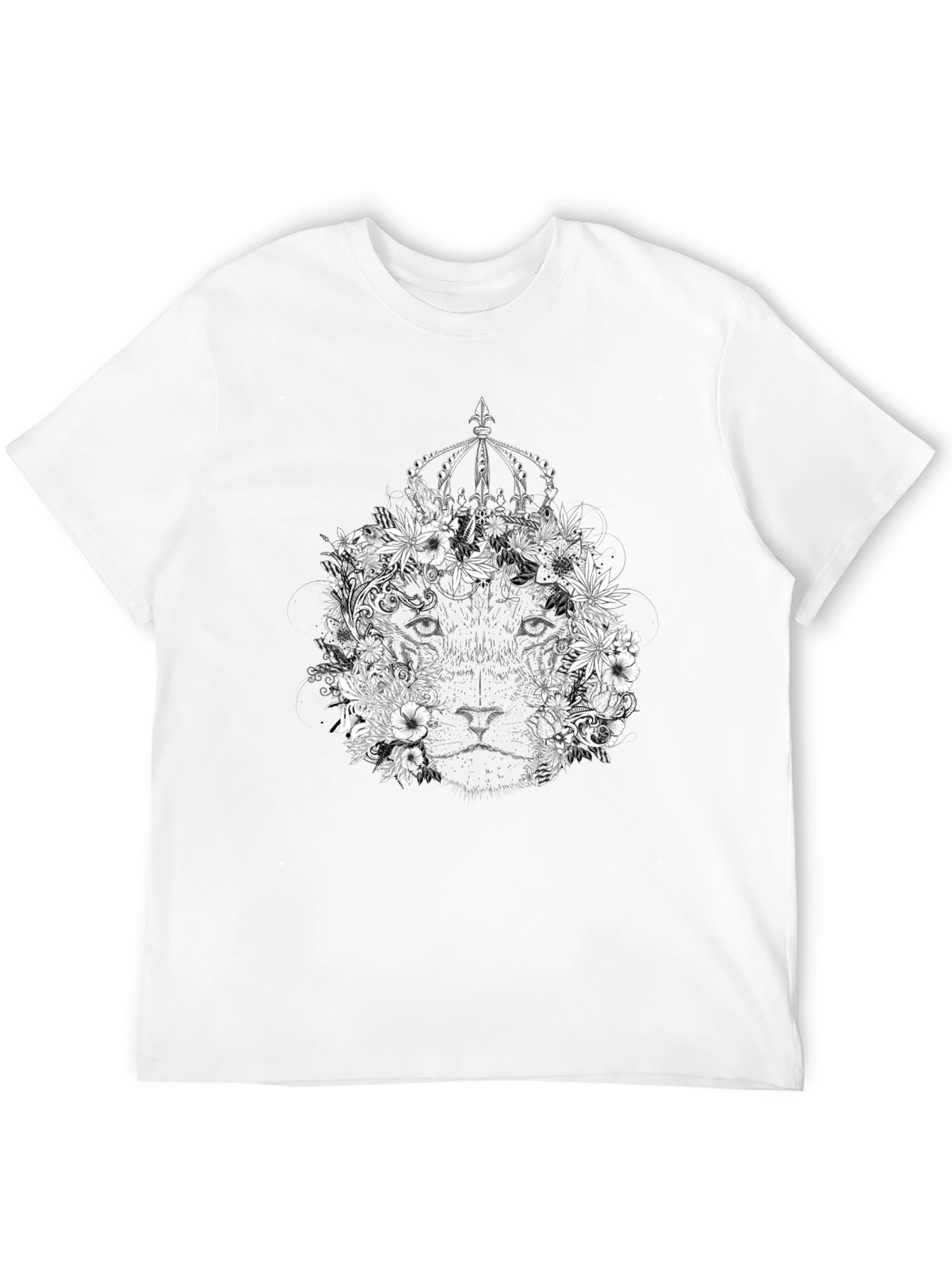 Floral Lion King Graphic Tee - Black