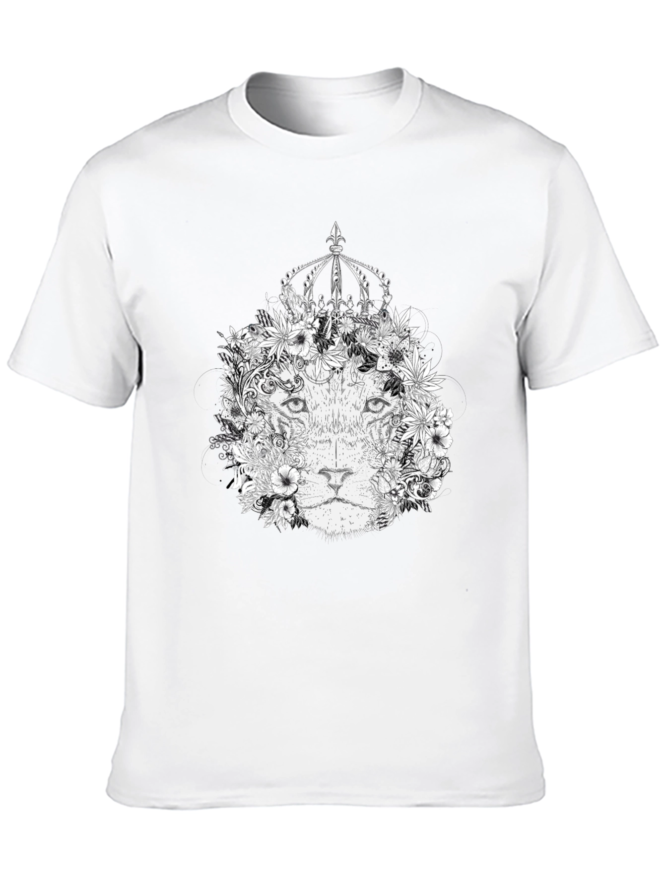 Floral Lion King Graphic Tee - Black