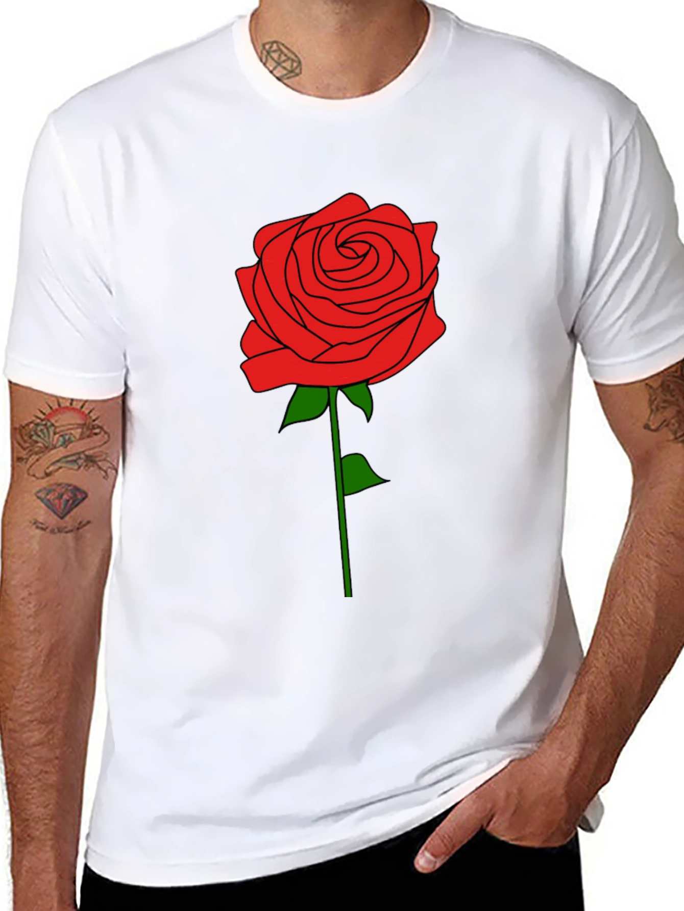 Rose Graphic T-Shirt - Black Cotton Tee
