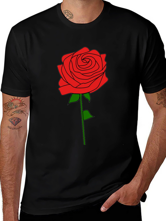 Rose Graphic T-Shirt - Black Cotton Tee