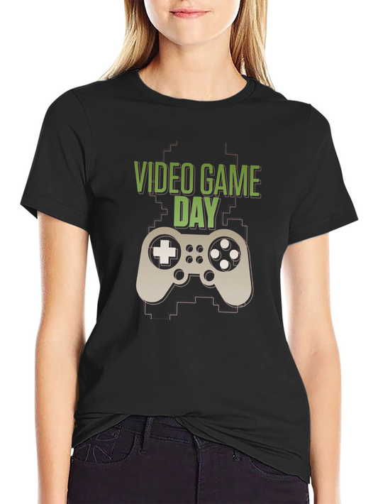 Video Game Day Black Graphic T-Shirt