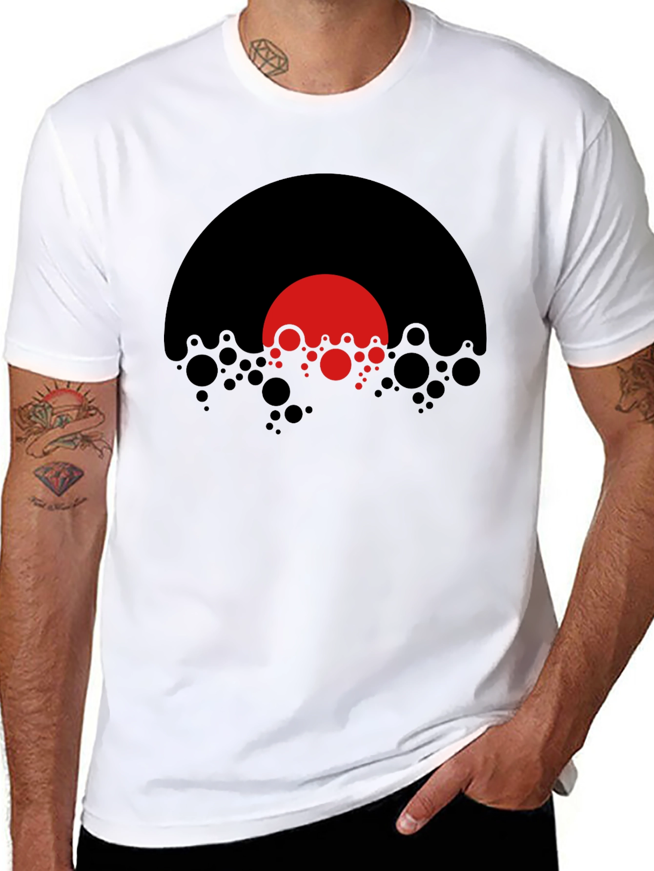 Modern Graphic T-Shirt - Abstract Red Black Design