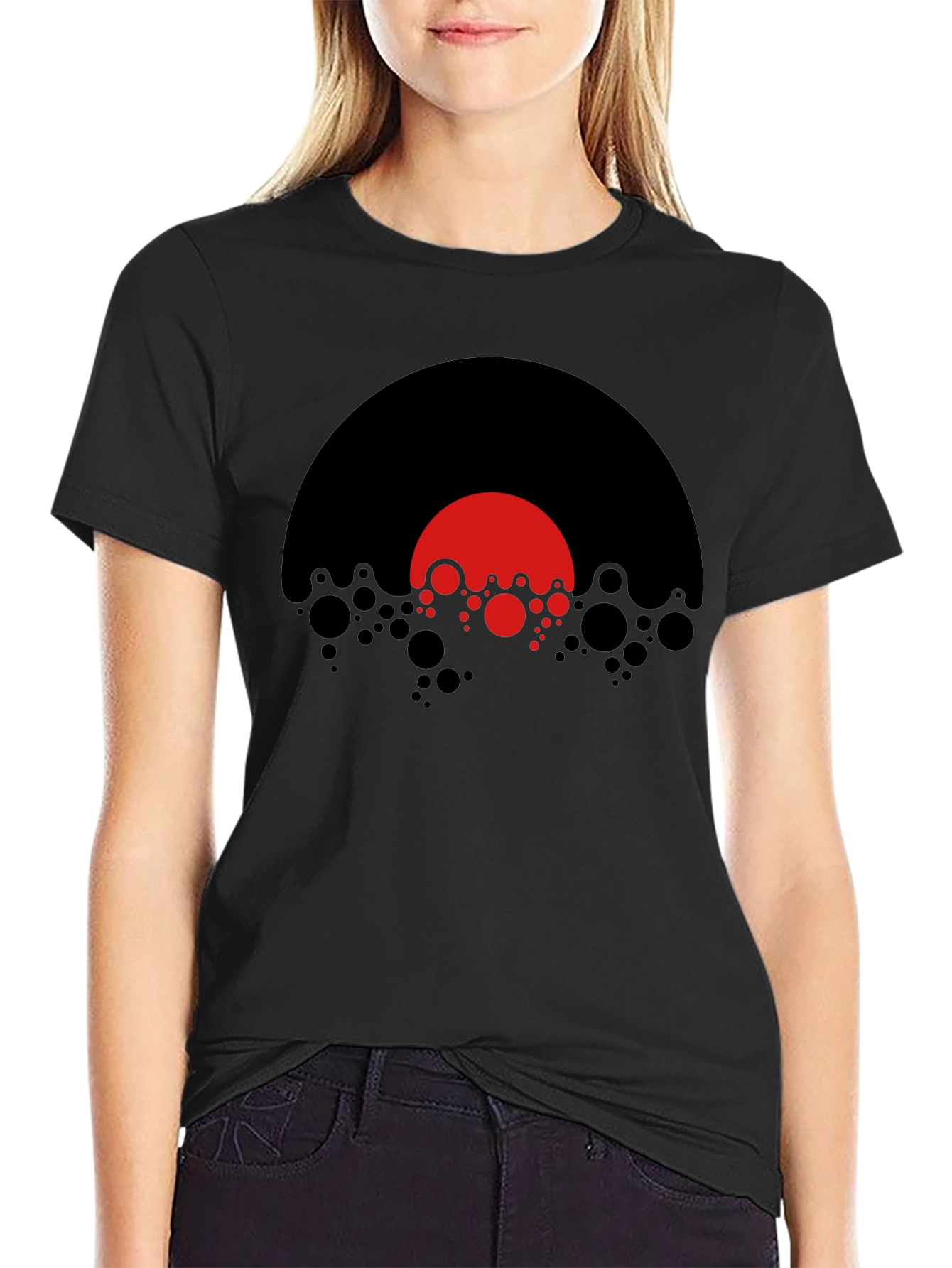 Modern Graphic T-Shirt - Abstract Red Black Design