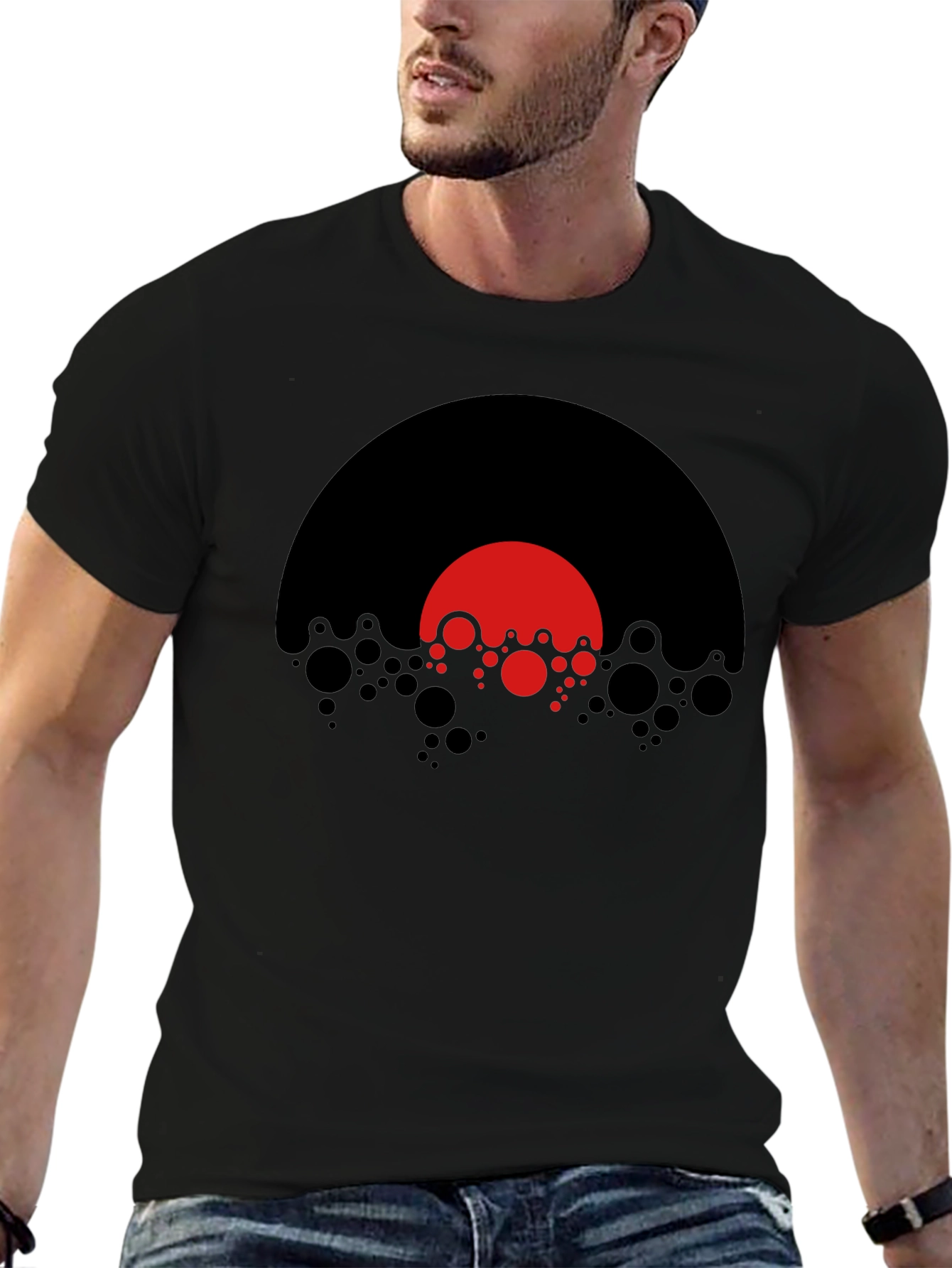 Modern Graphic T-Shirt - Abstract Red Black Design