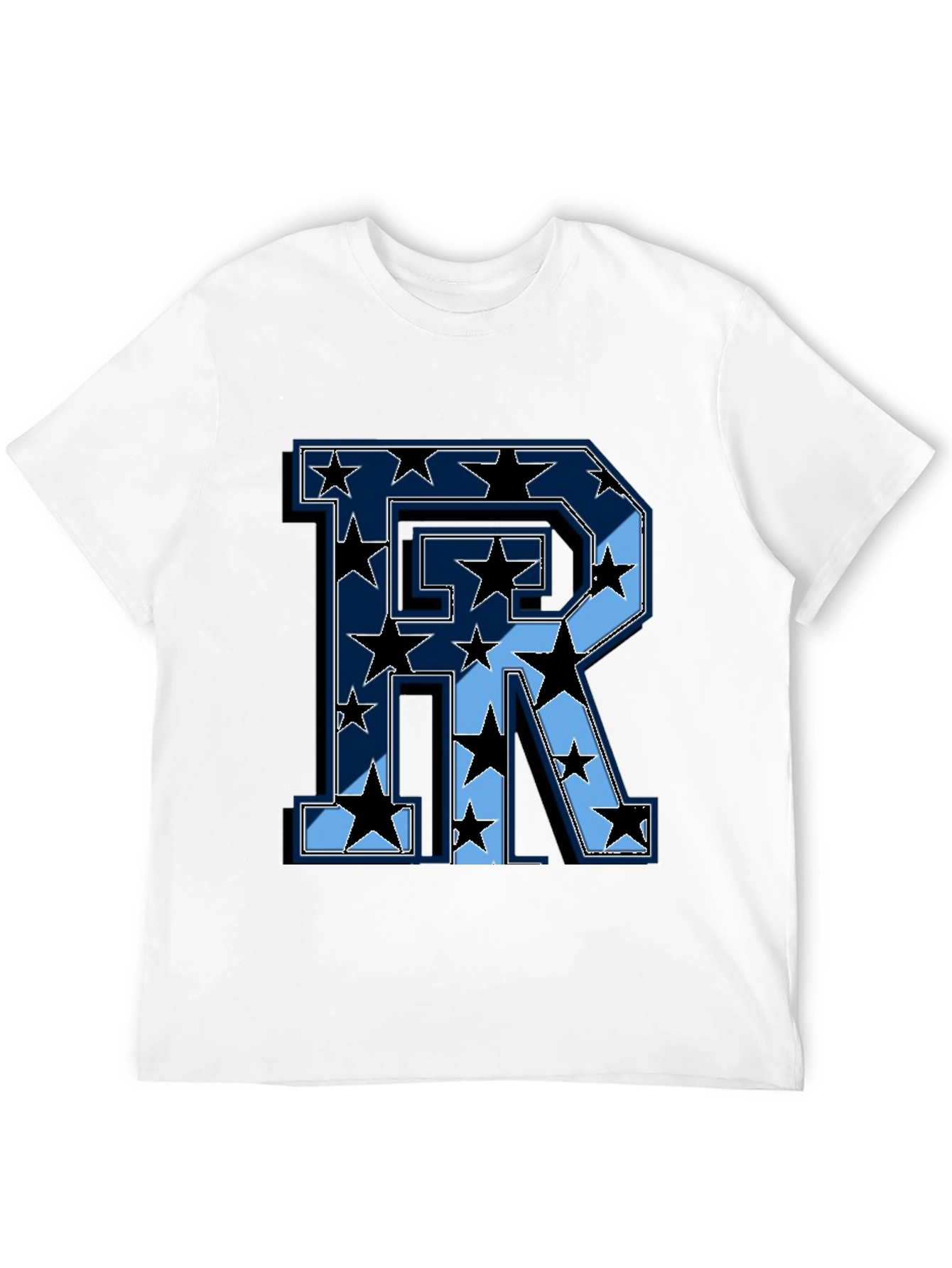 Starry Letter R Graphic Print Mens Black T-Shirt