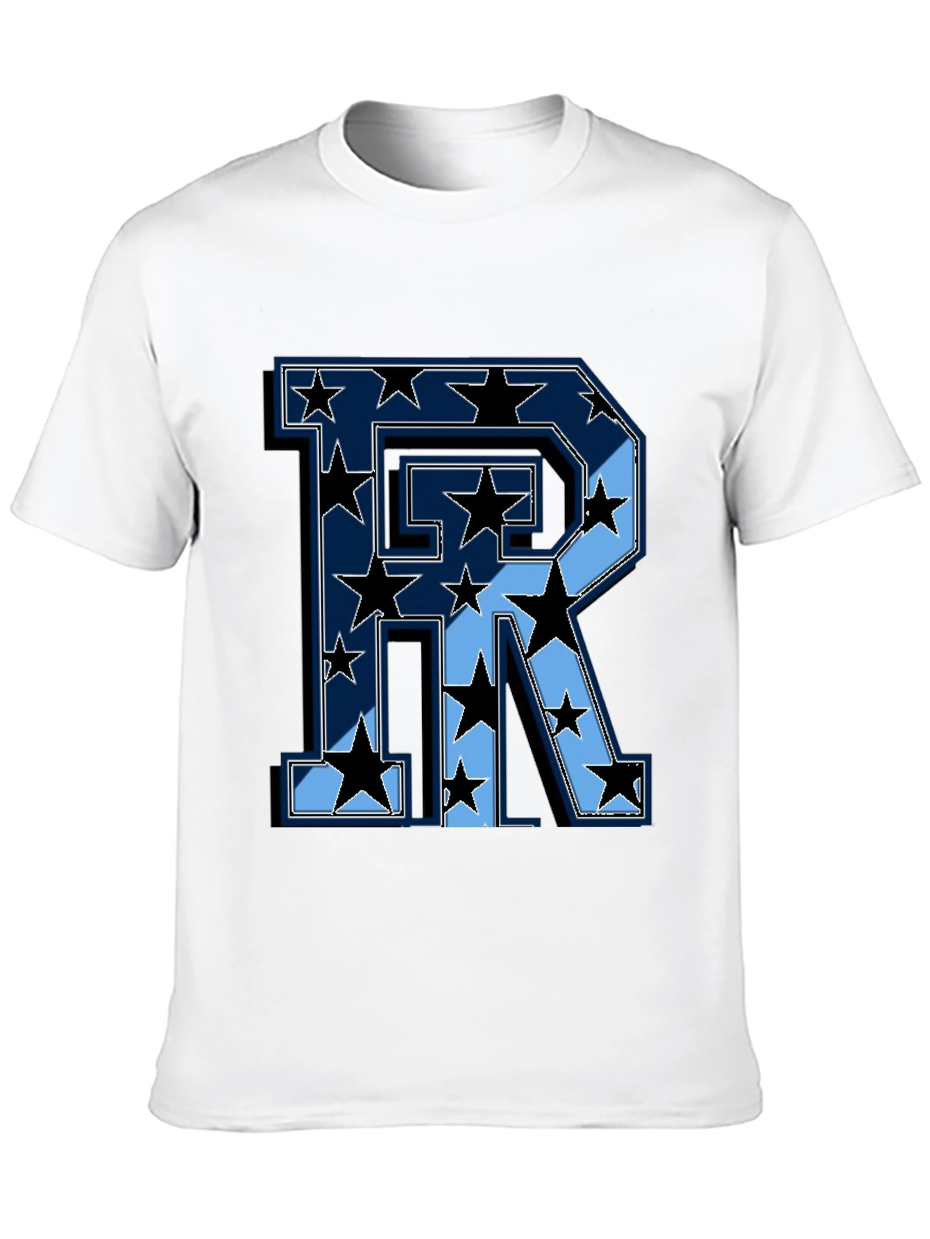 Starry Letter R Graphic Print Mens Black T-Shirt