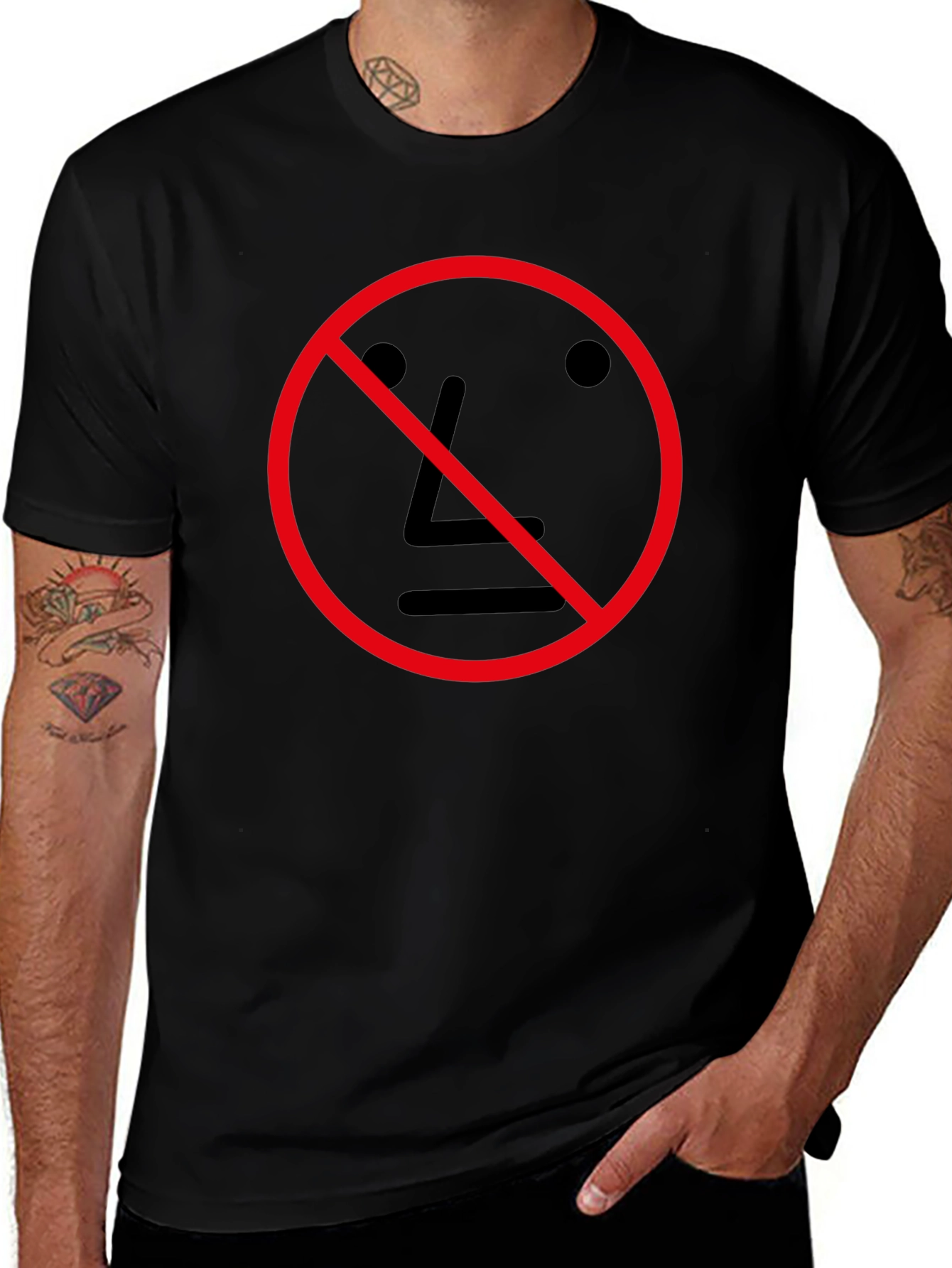 Anti NPC Meme T-Shirt - Black Crew Neck