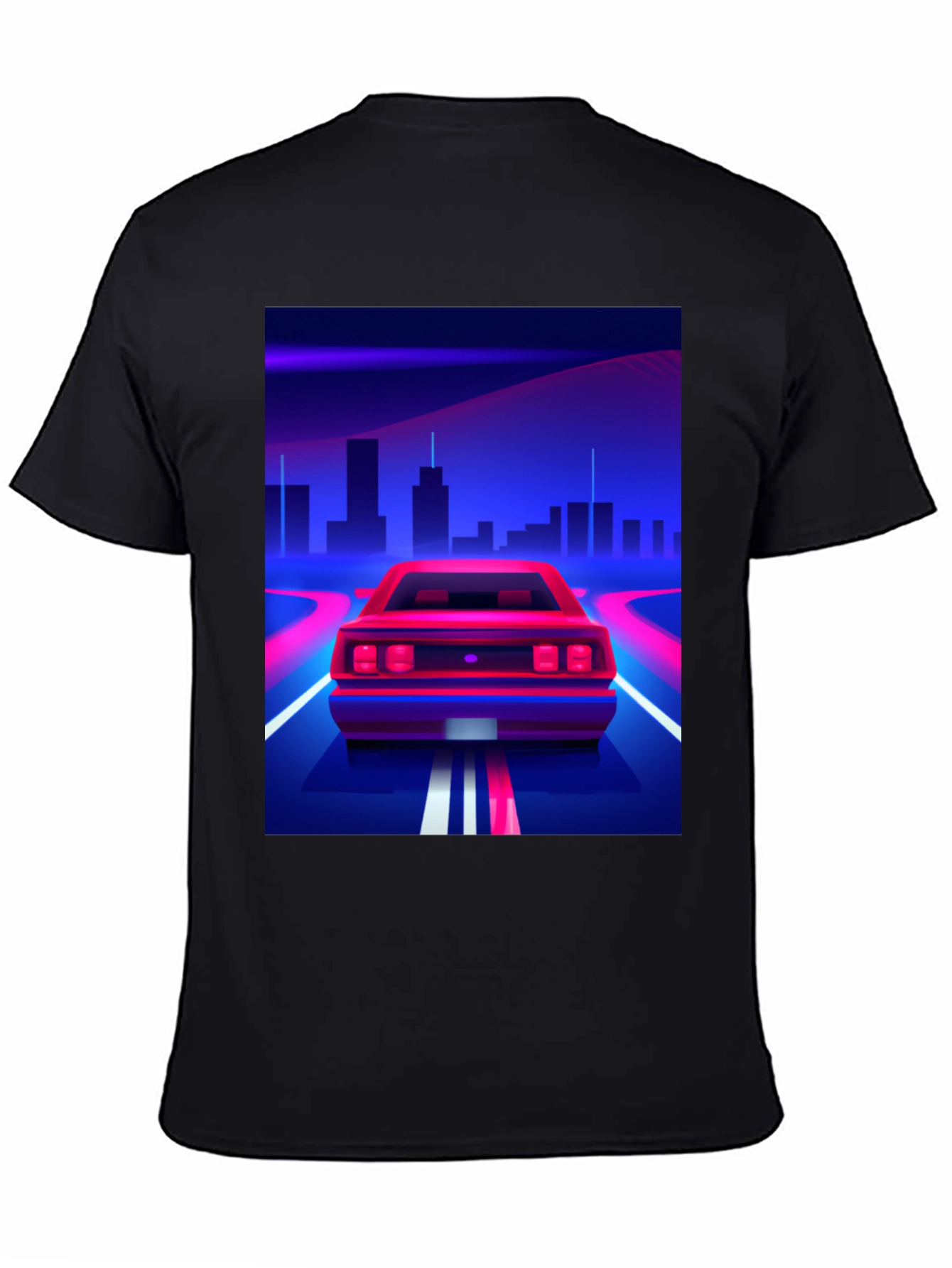 Retro Wave Car Graphic Tee - Black