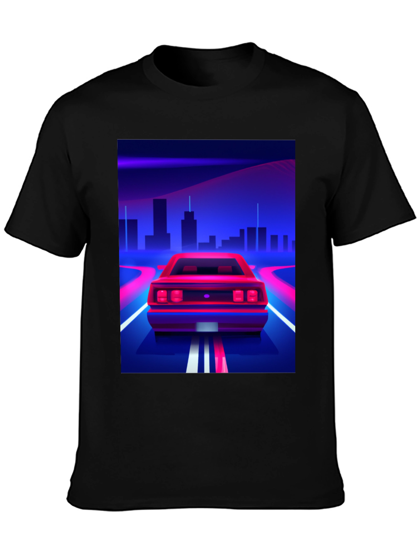 Retro Wave Car Graphic Tee - Black