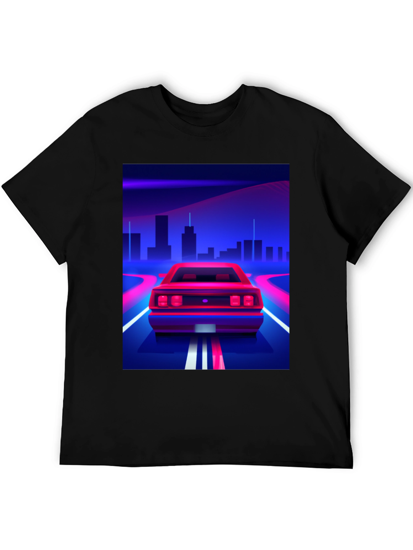 Retro Wave Car Graphic Tee - Black