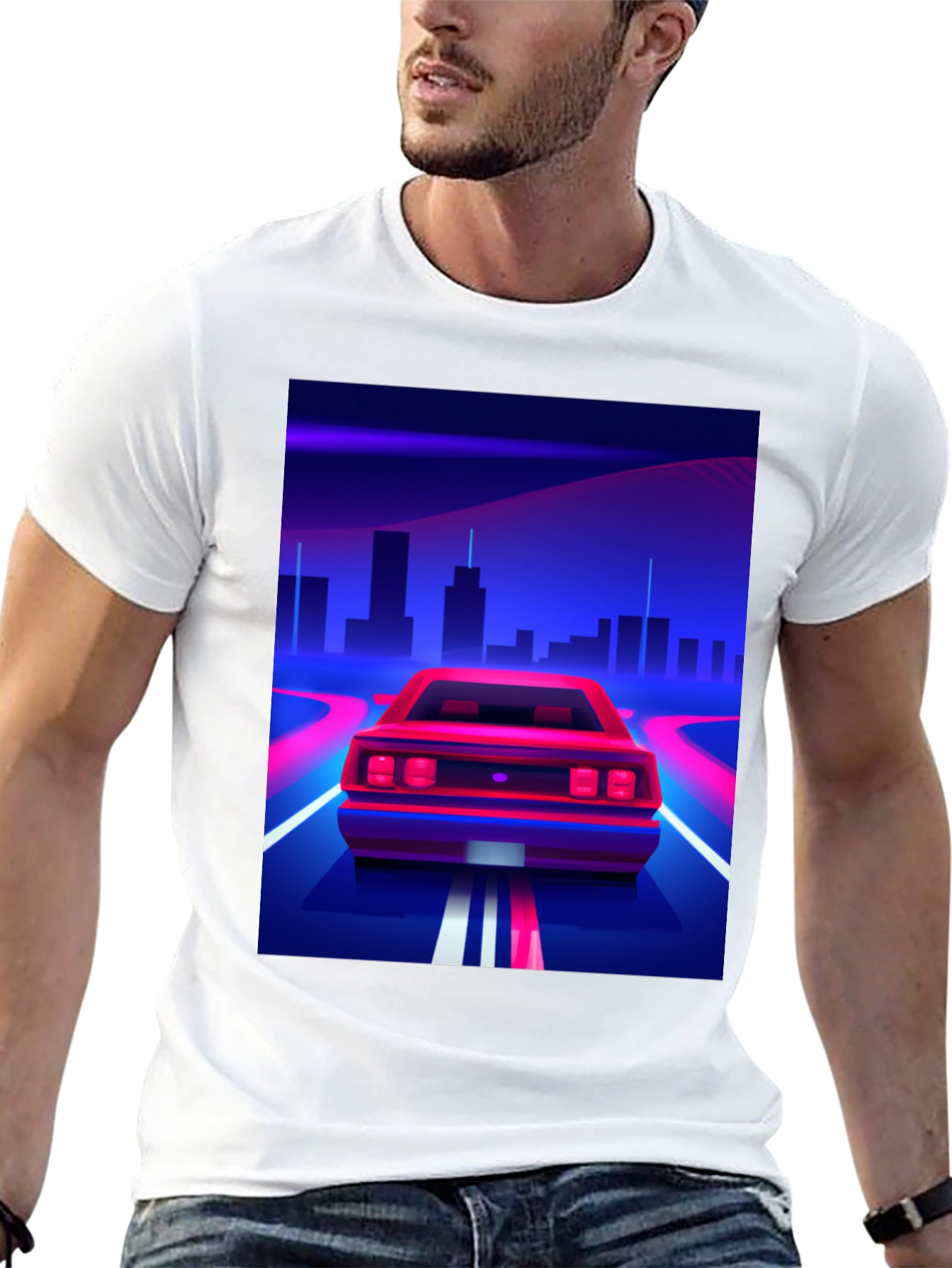 Retro Wave Car Graphic Tee - Black
