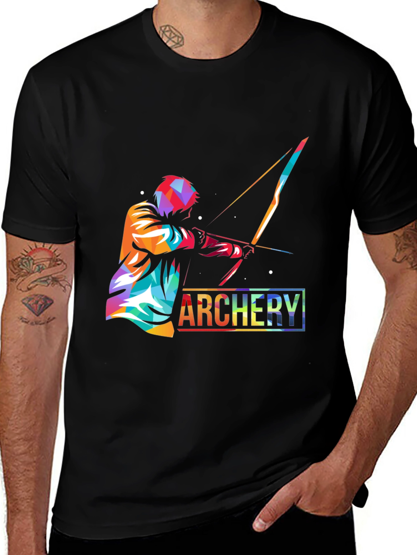 Archery Print Black T-Shirt - Unique Design
