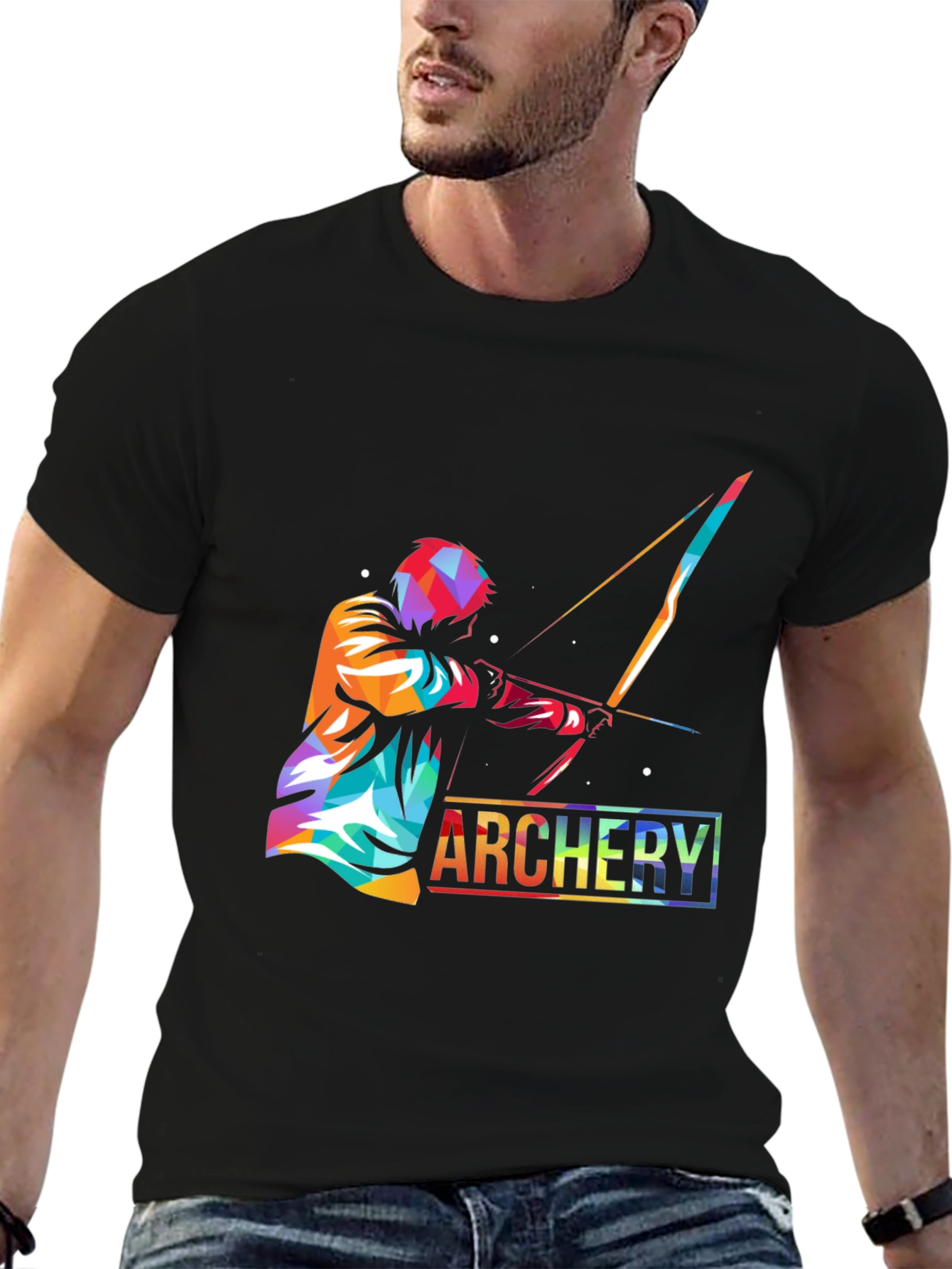 Archery Print Black T-Shirt - Unique Design