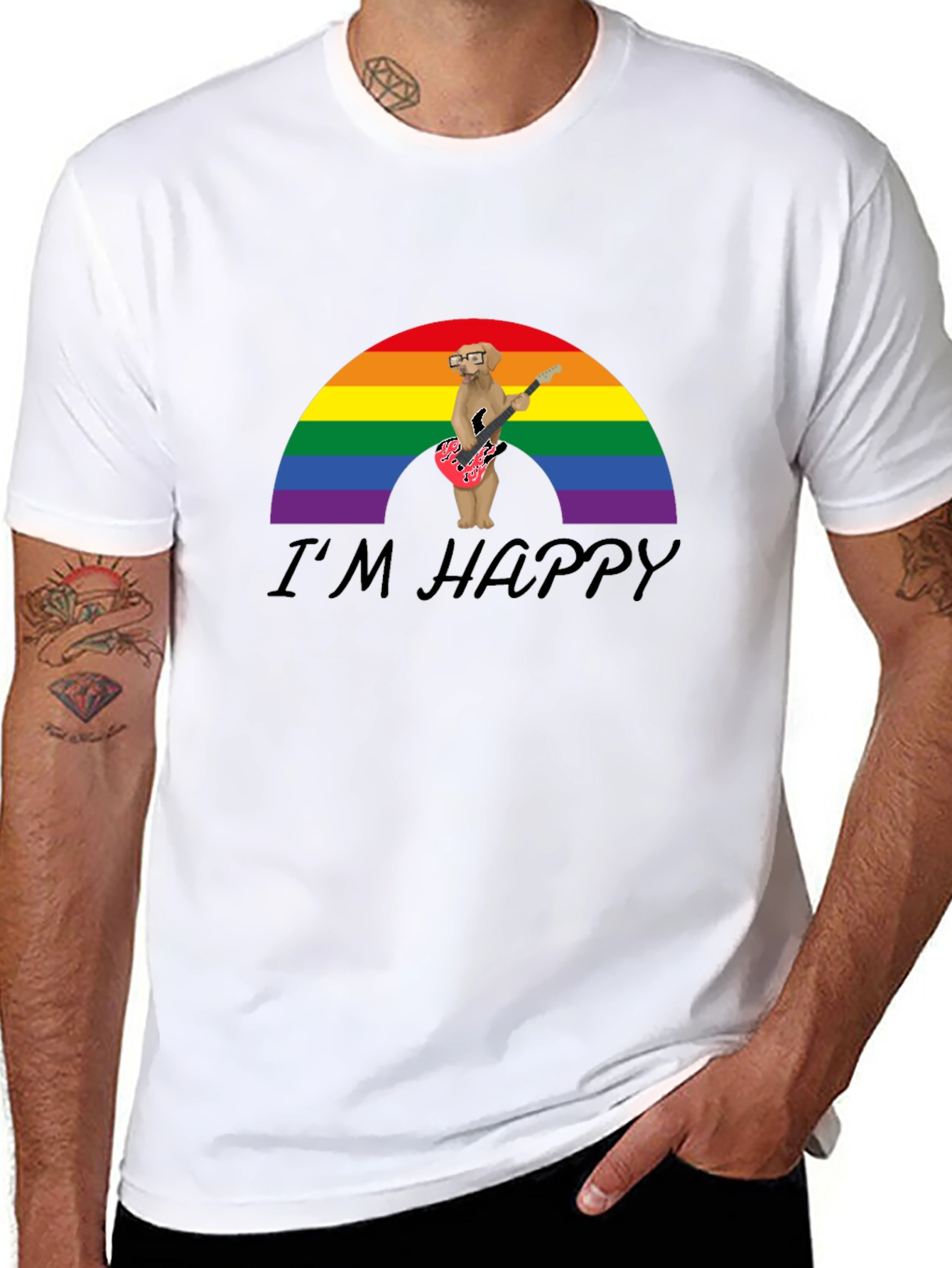 Im Happy Dog Rainbow Graphic T-Shirt
