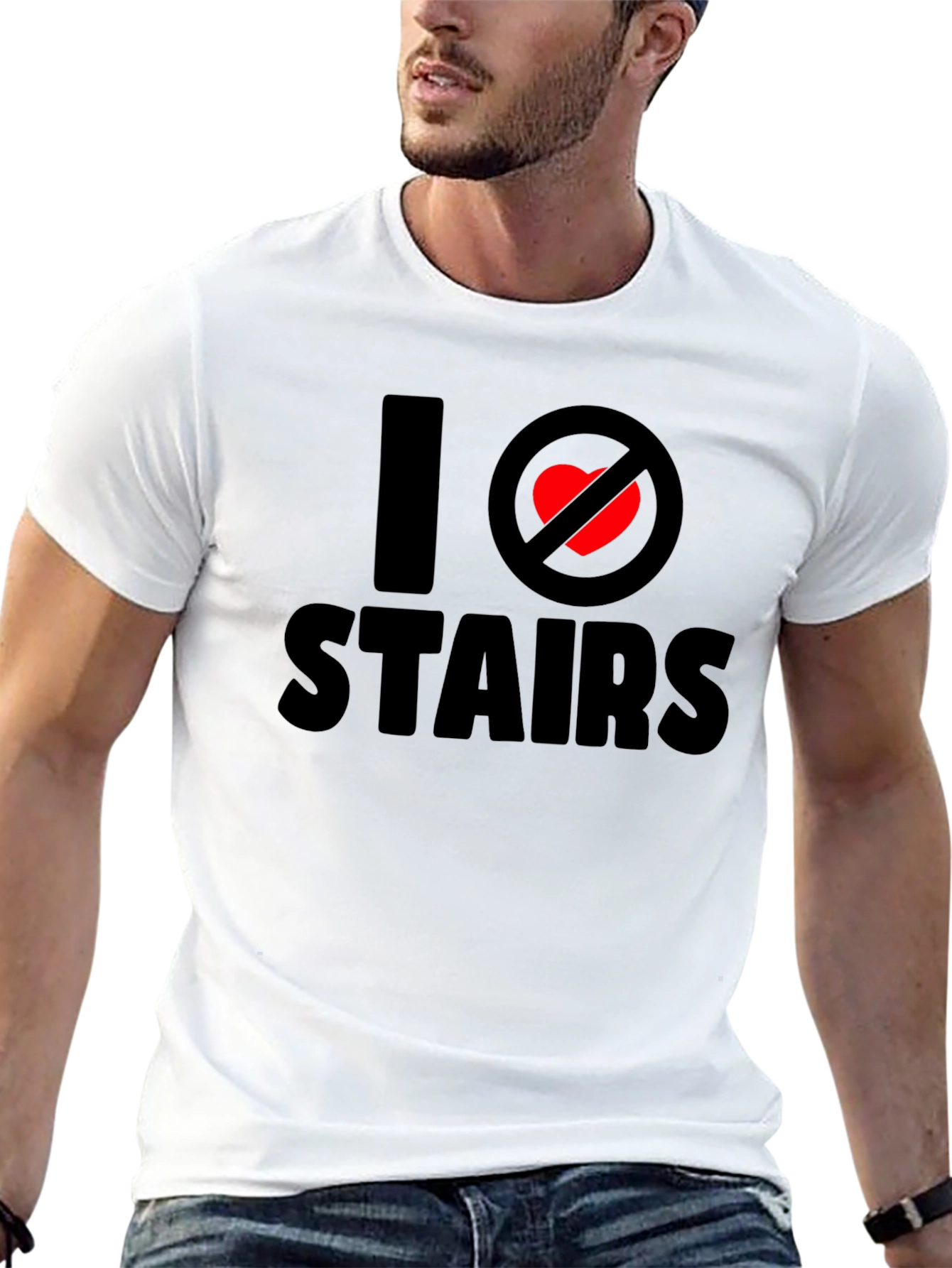 I Hate Stairs Graphic Tee - Funny Anti-Stair T-Shirt