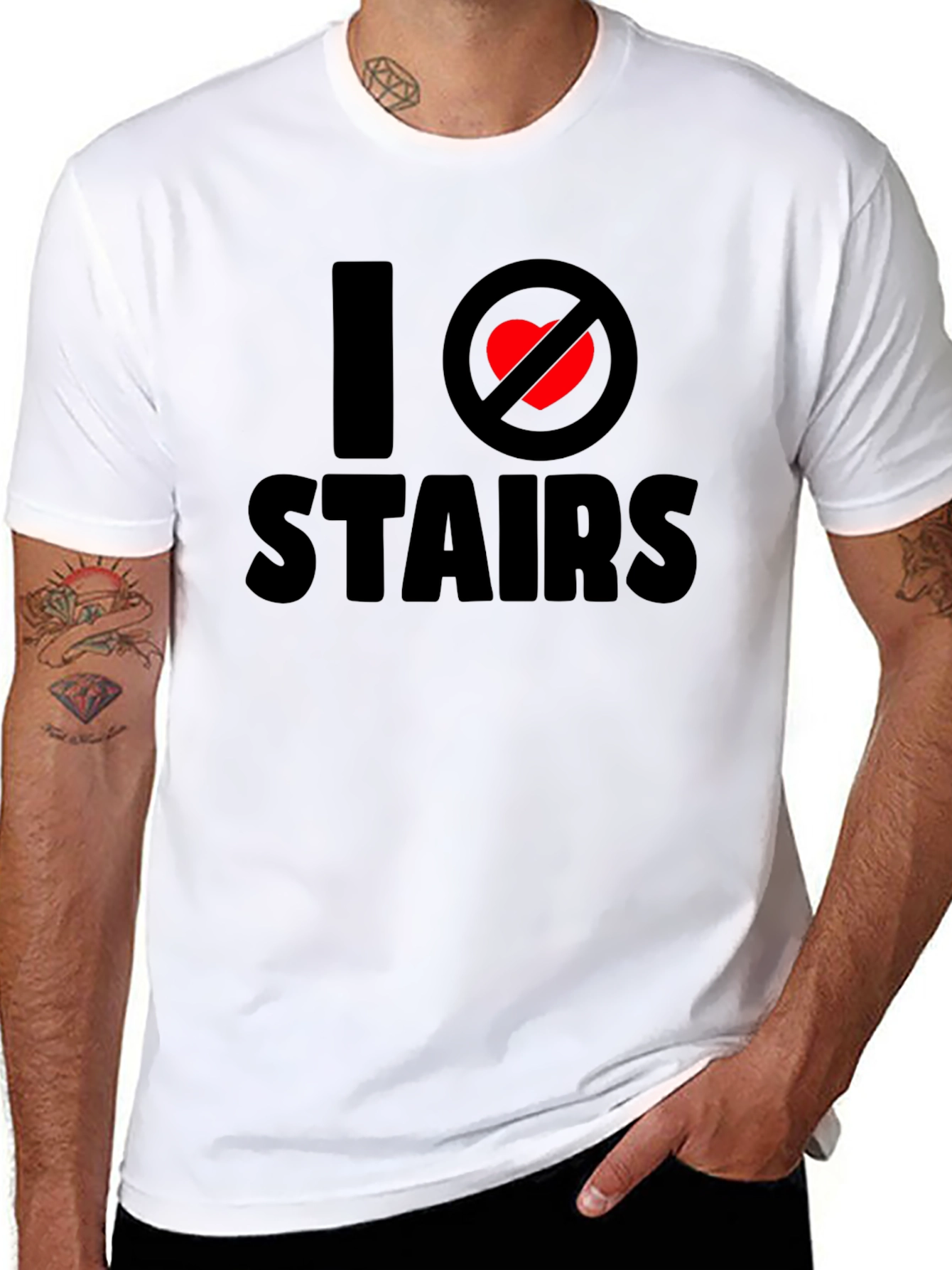 I Hate Stairs Graphic Tee - Funny Anti-Stair T-Shirt
