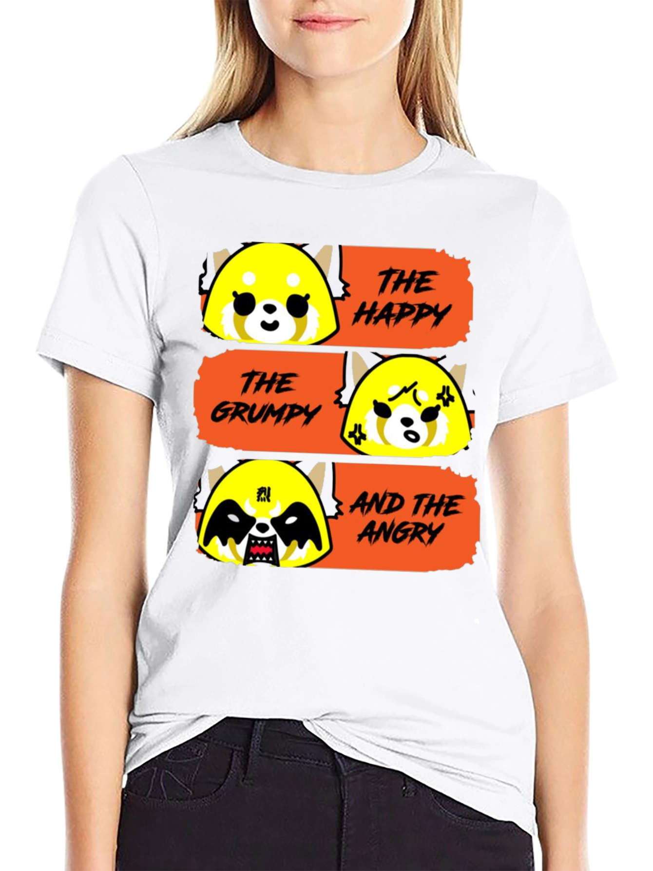 Aggretsuko Moods T-Shirt - Happy Grumpy Angry Red Panda