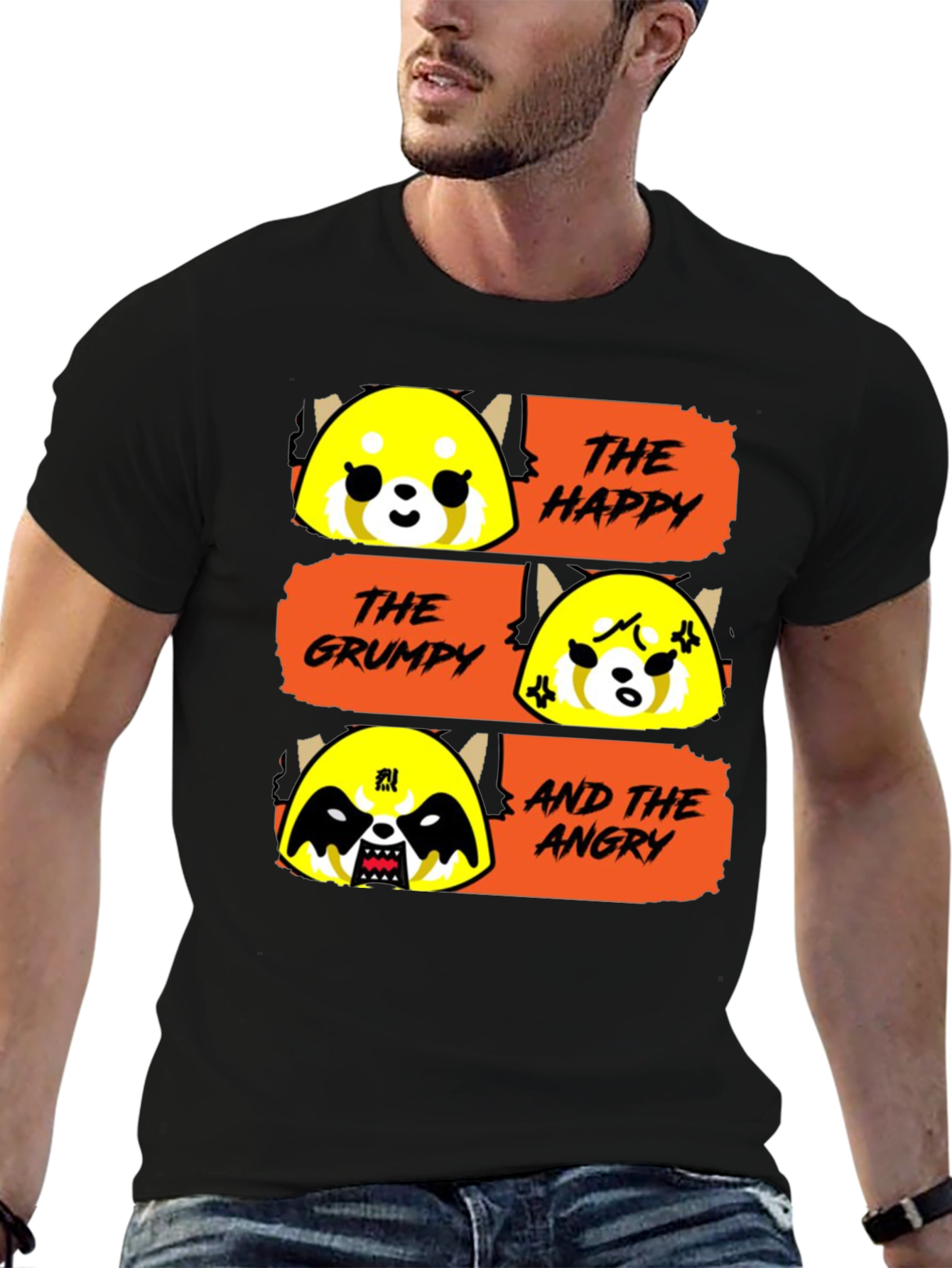 Aggretsuko Moods T-Shirt - Happy Grumpy Angry Red Panda