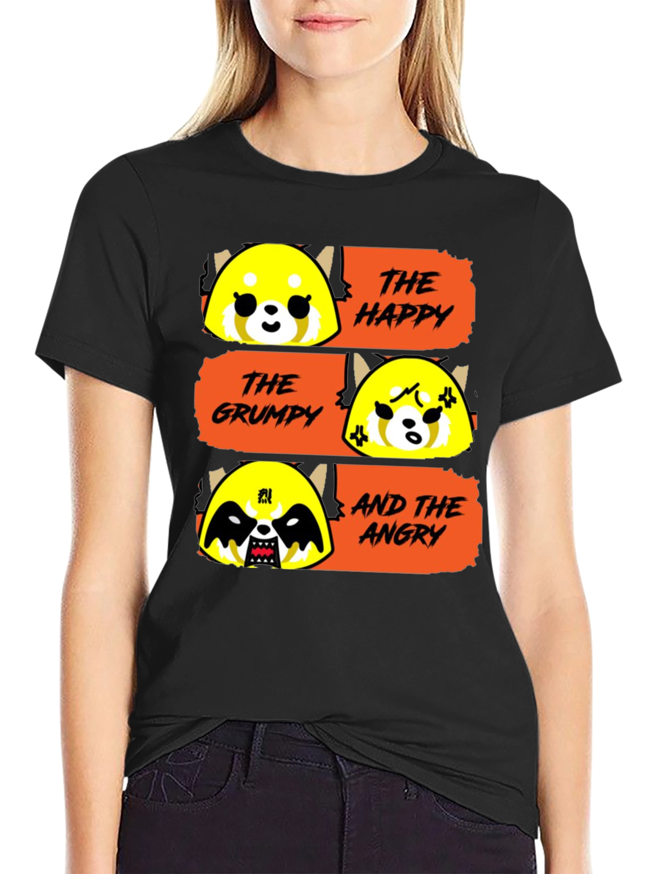 Aggretsuko Moods T-Shirt - Happy Grumpy Angry Red Panda