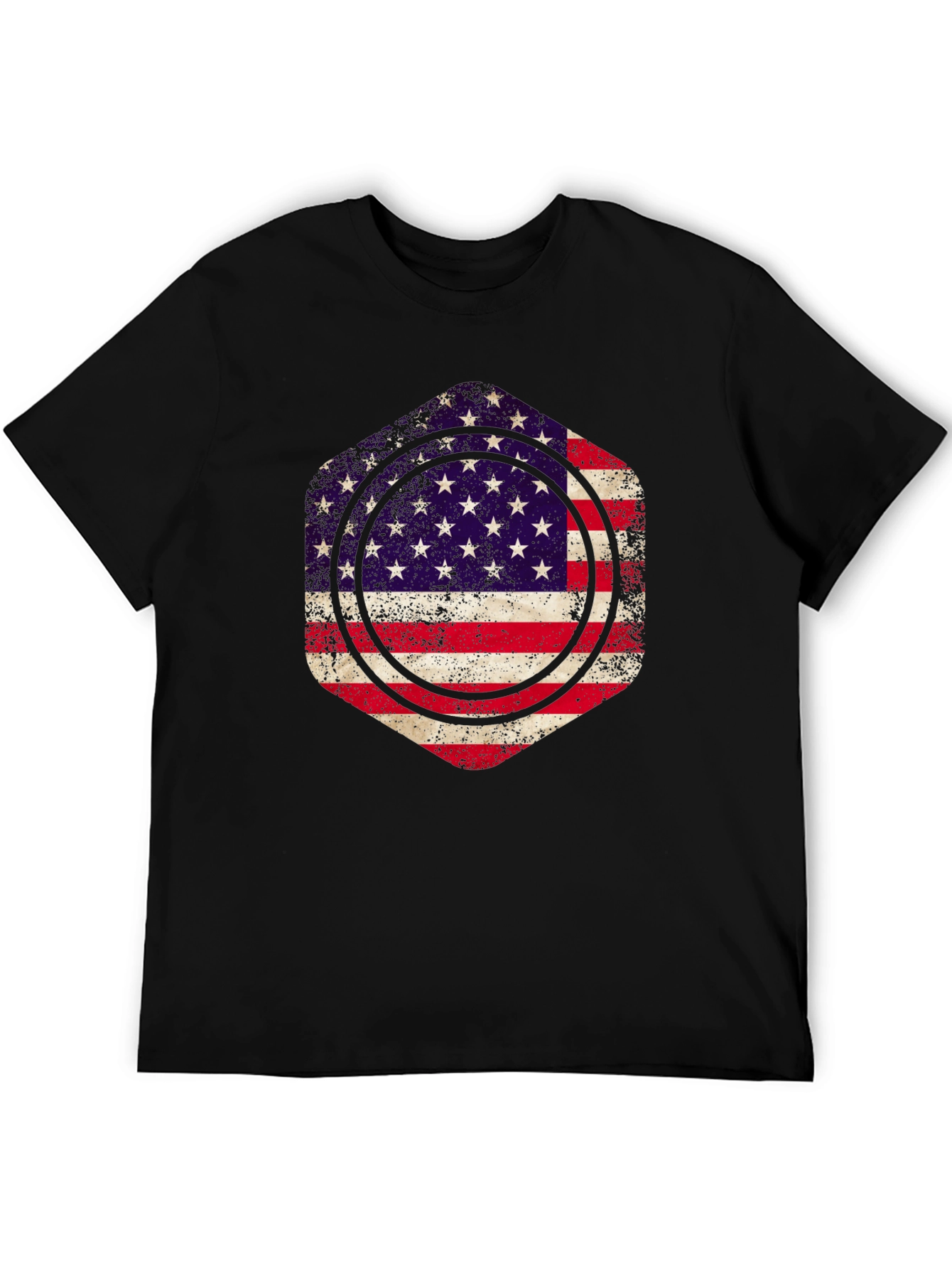 American Flag Graphic Print Mens Black T-Shirt