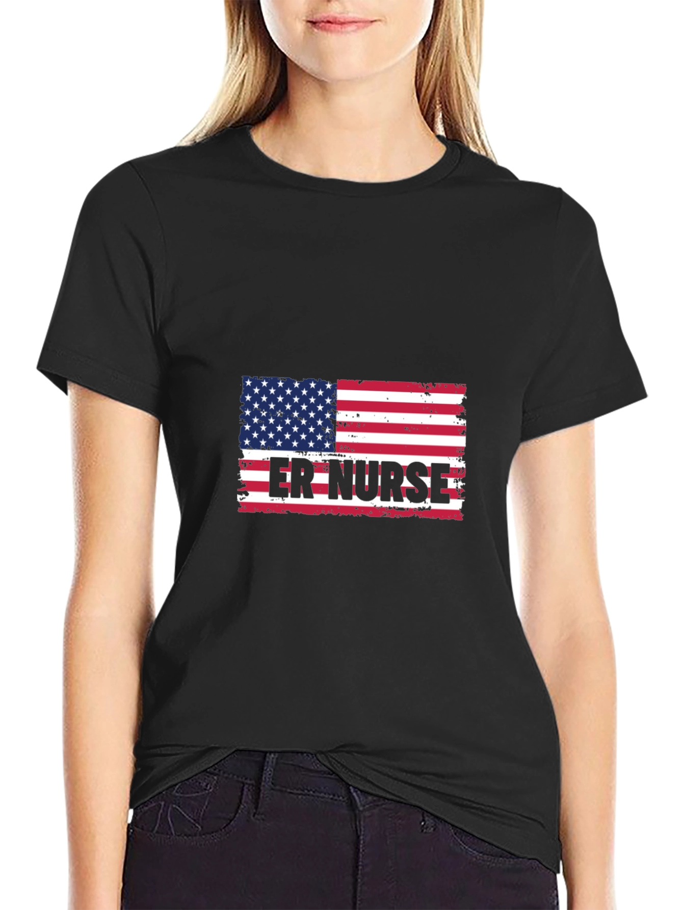 ER Nurse American Flag T-Shirt - Patriotic Medical Apparel