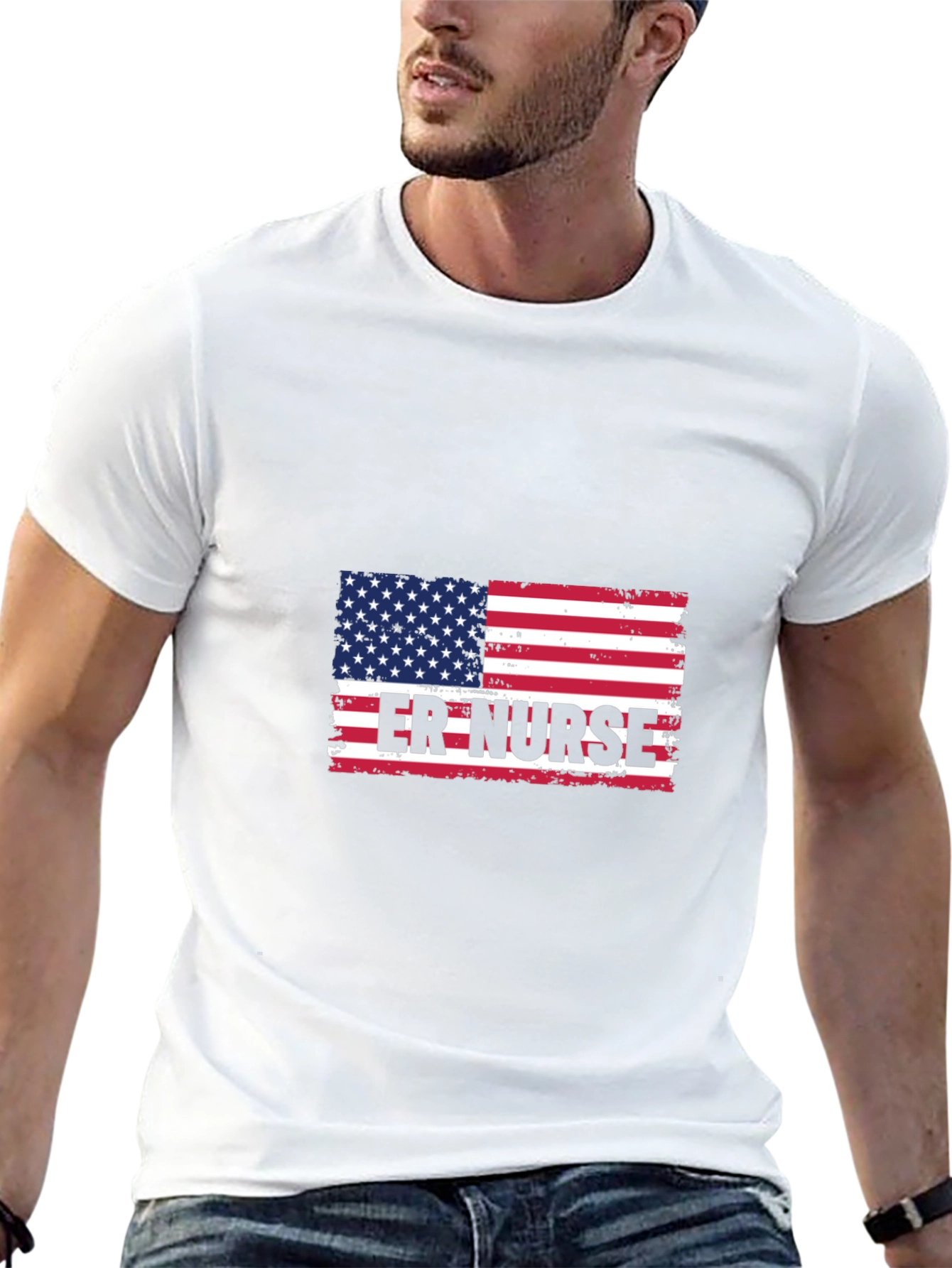 ER Nurse American Flag T-Shirt - Patriotic Medical Apparel