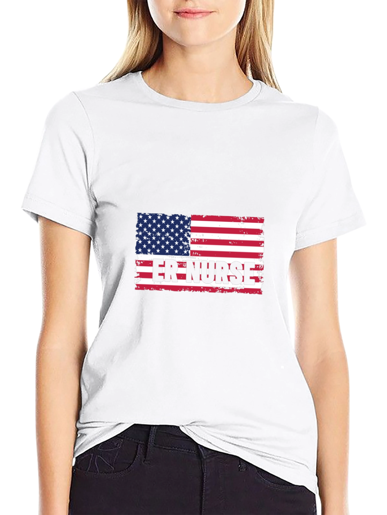 ER Nurse American Flag T-Shirt - Patriotic Medical Apparel