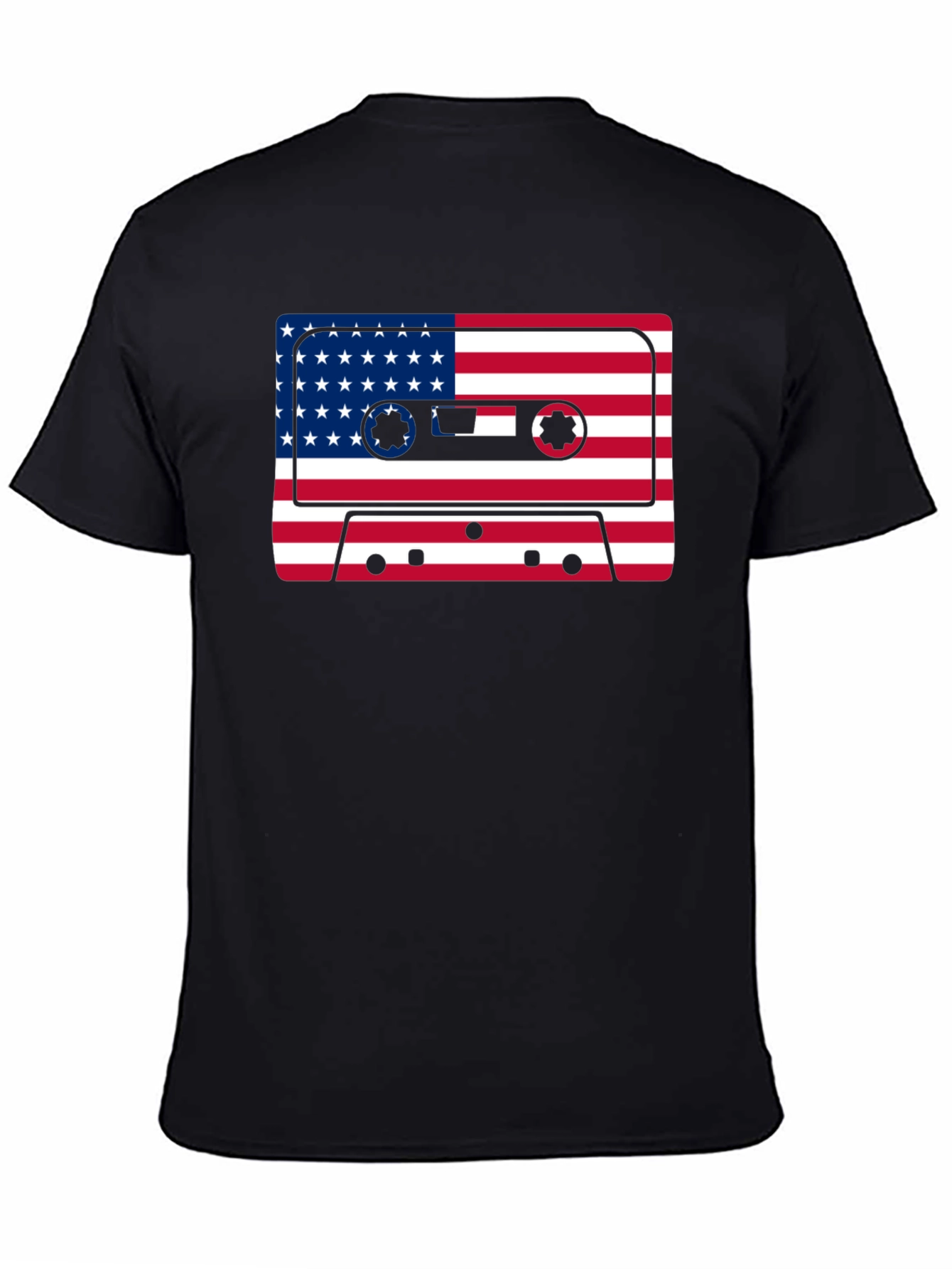 Retro USA Flag Cassette Tape Graphic T-Shirt