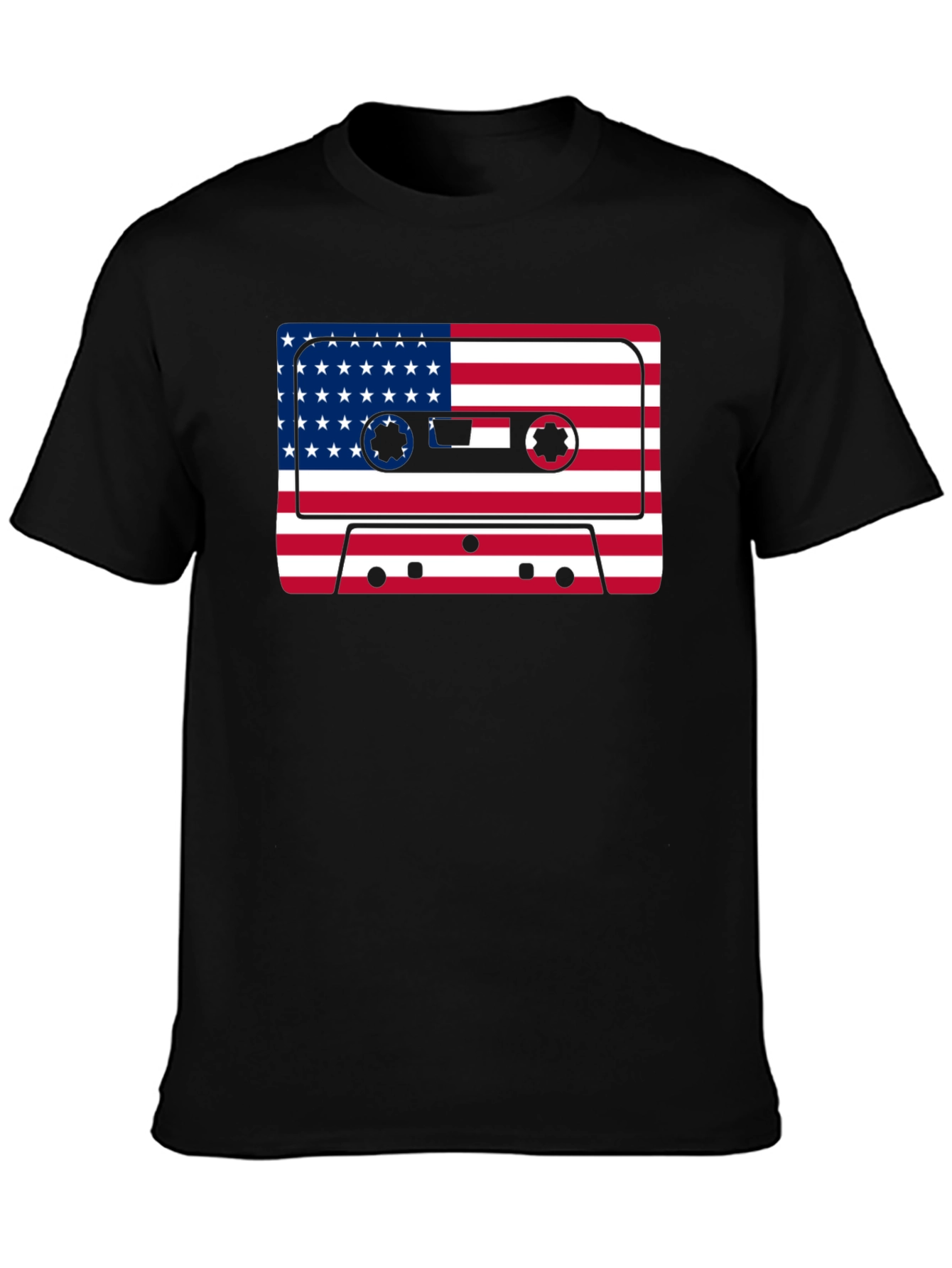 Retro USA Flag Cassette Tape Graphic T-Shirt