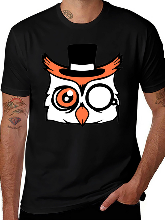 Mens Black Owl Graphic Tee
