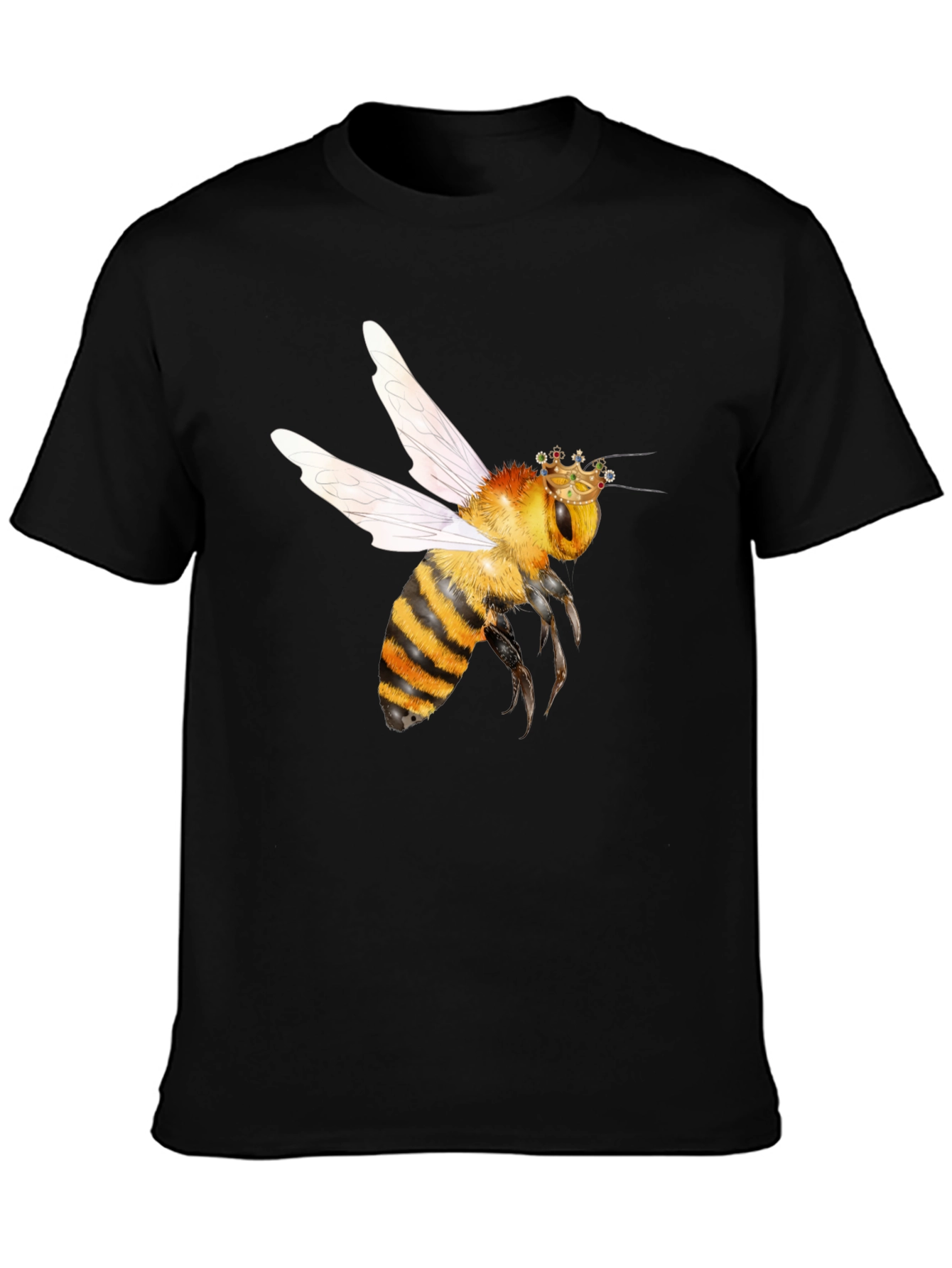 Bee with Crown Graphic T-Shirt - Black