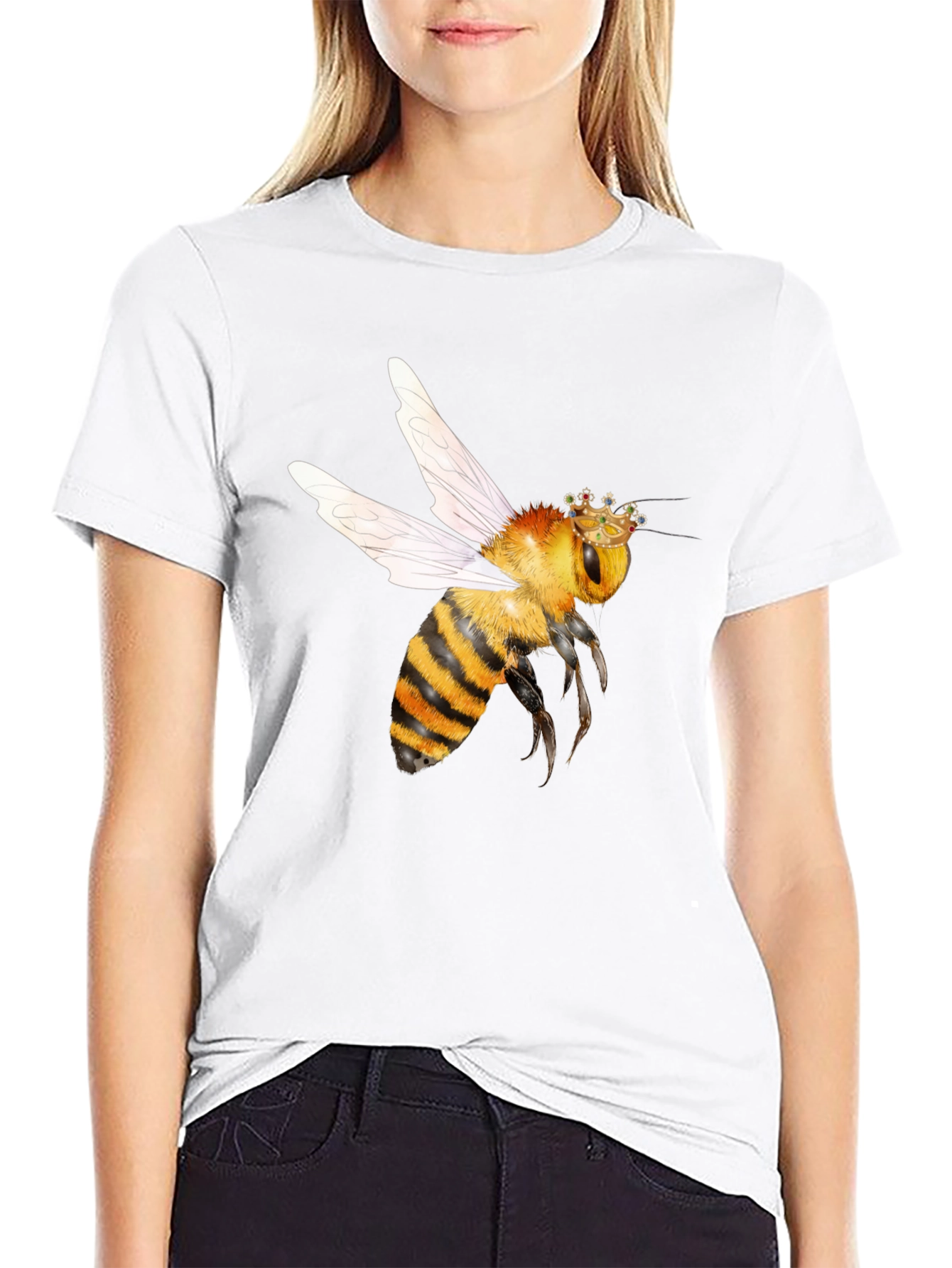 Bee with Crown Graphic T-Shirt - Black