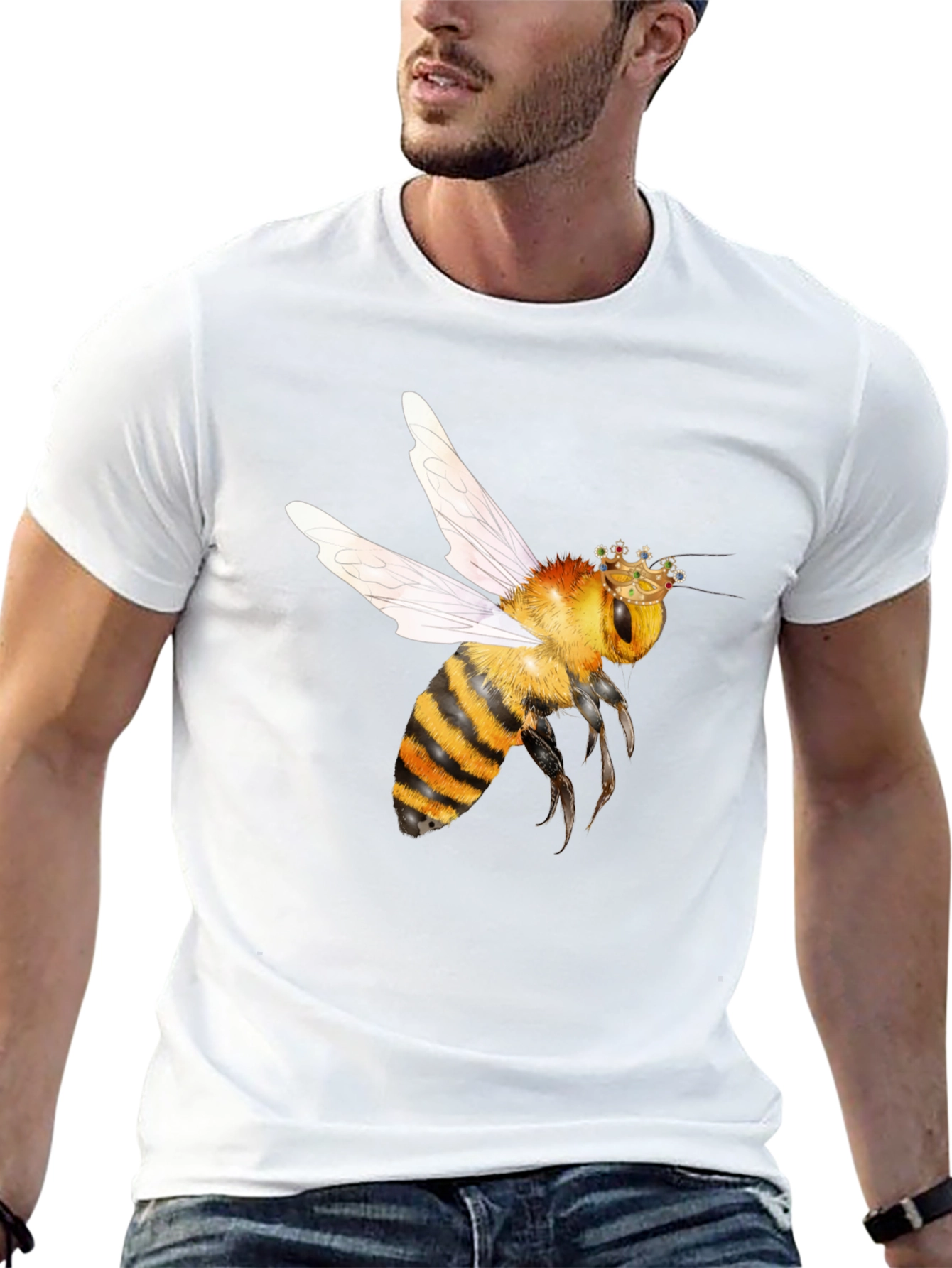 Bee with Crown Graphic T-Shirt - Black