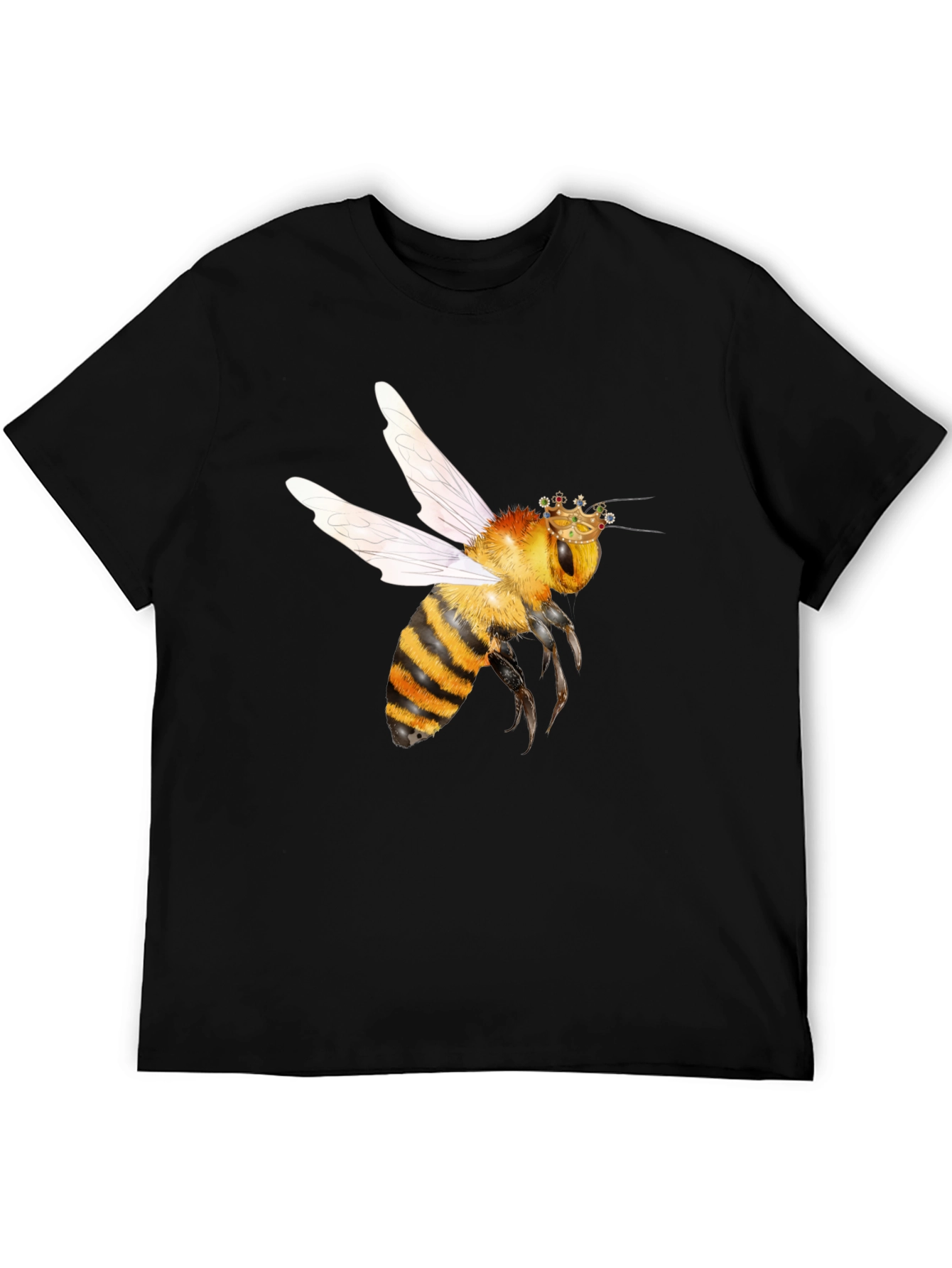 Bee with Crown Graphic T-Shirt - Black