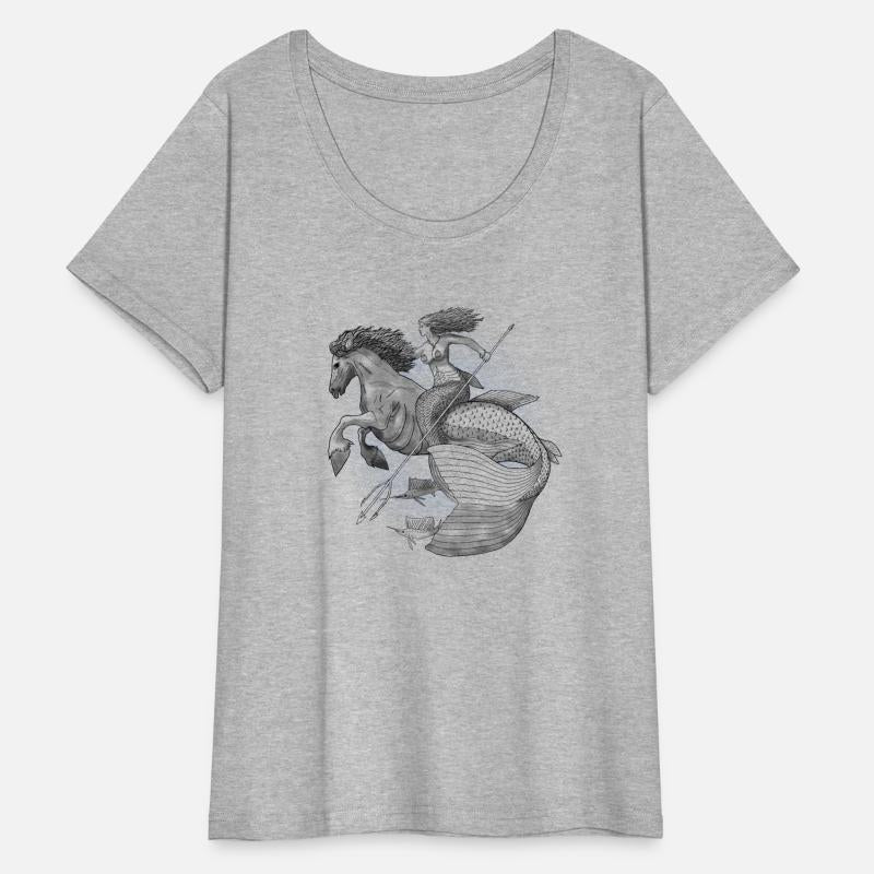 Mermaid riding on Waterhorse Black Blue