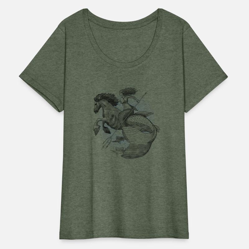 Mermaid riding on Waterhorse Black Blue