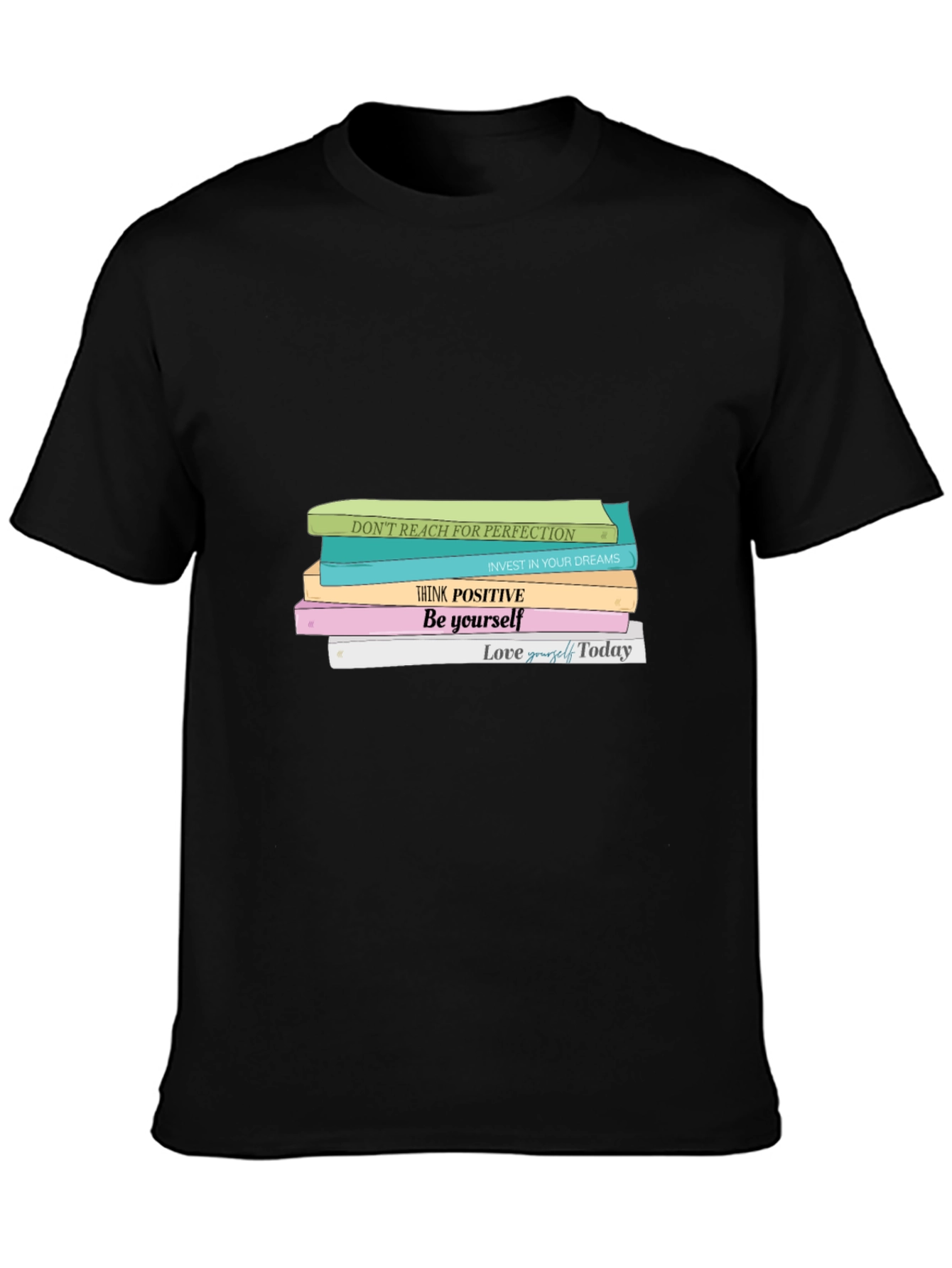 Motivational Books T-Shirt - Positive Vibes