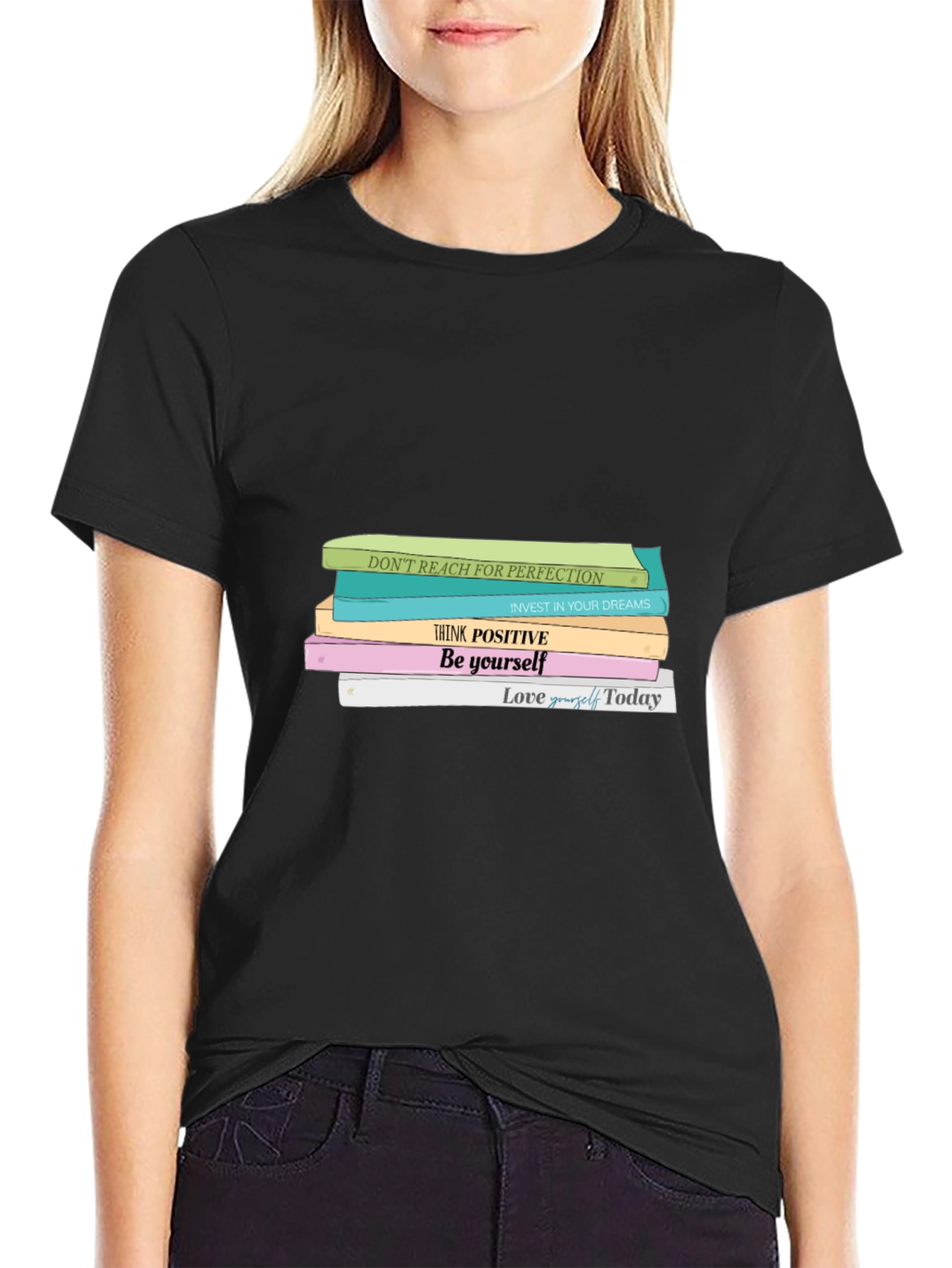 Motivational Books T-Shirt - Positive Vibes