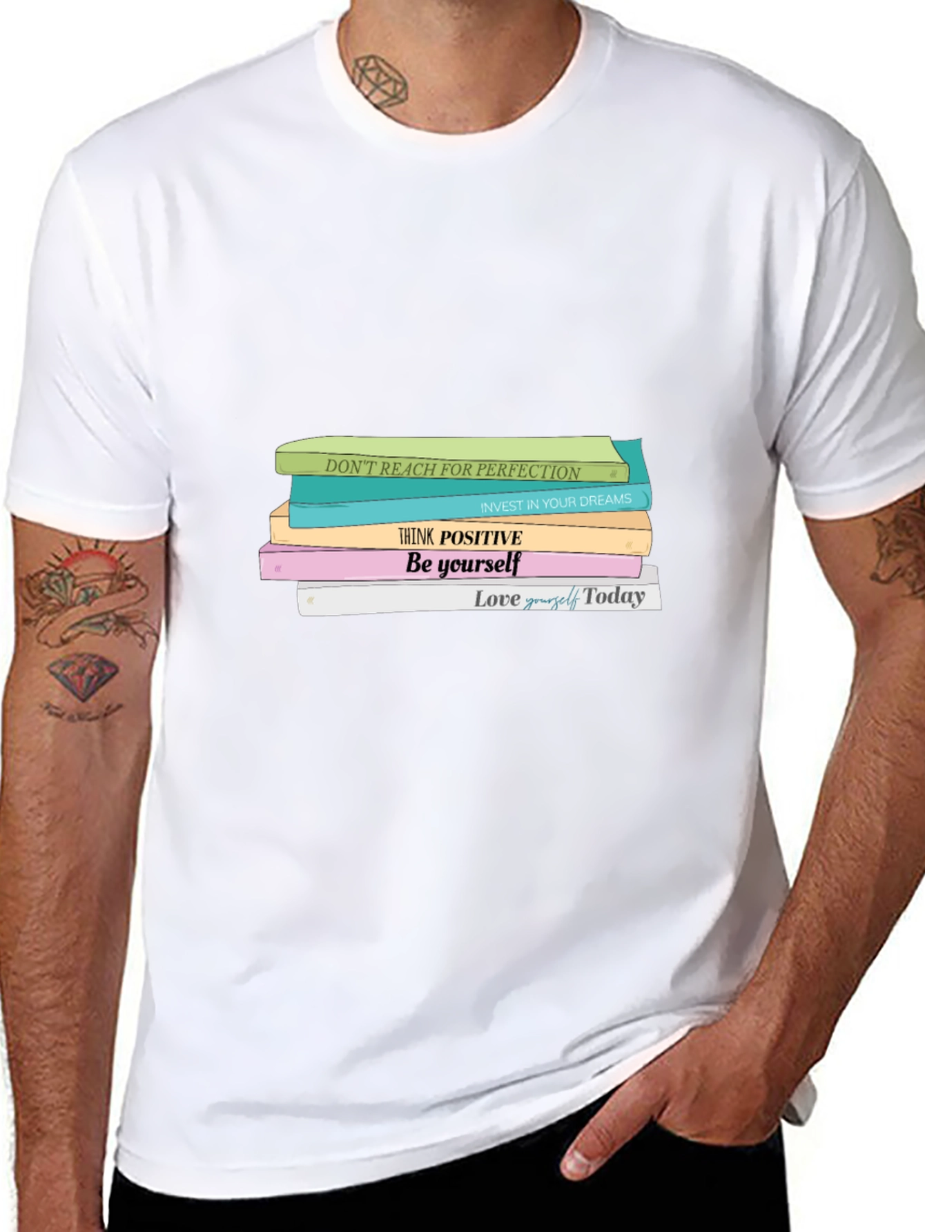 Motivational Books T-Shirt - Positive Vibes