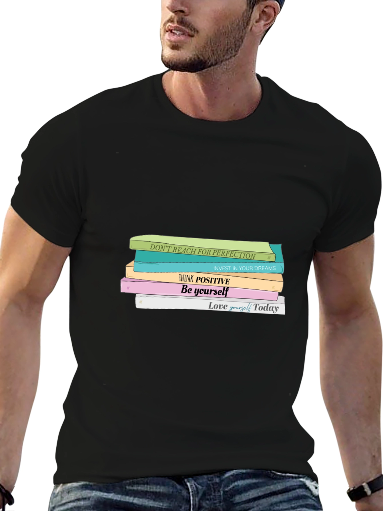 Motivational Books T-Shirt - Positive Vibes