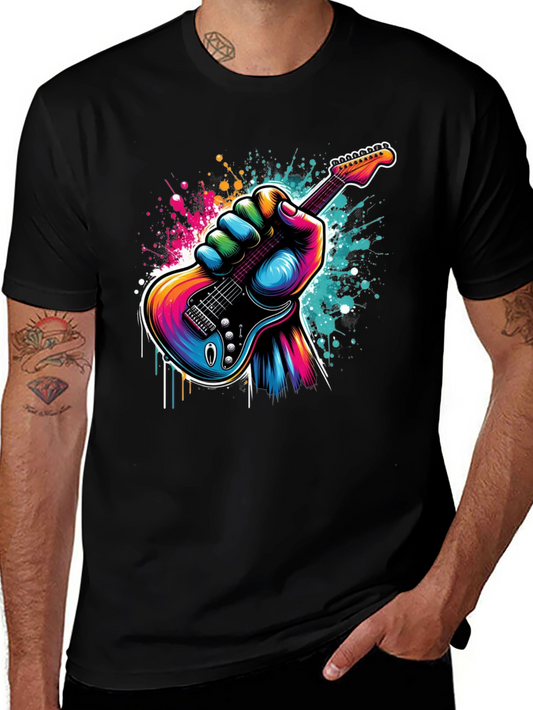 Colorful Guitar Hand Graphic Tee