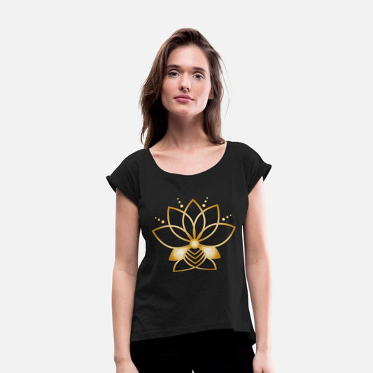 Minimalist golden stylized flower symbol