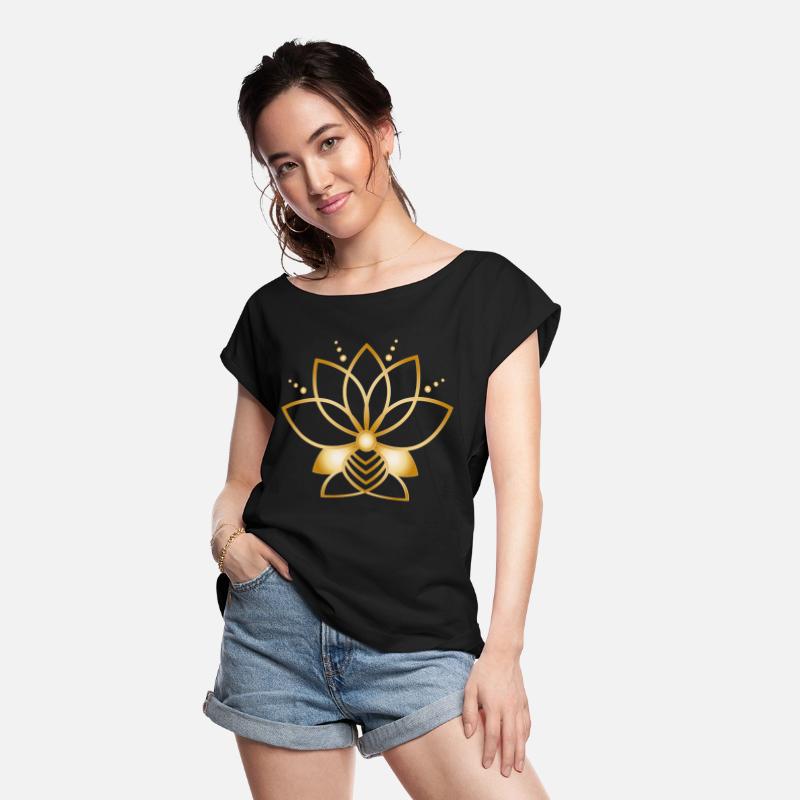Minimalist golden stylized flower symbol
