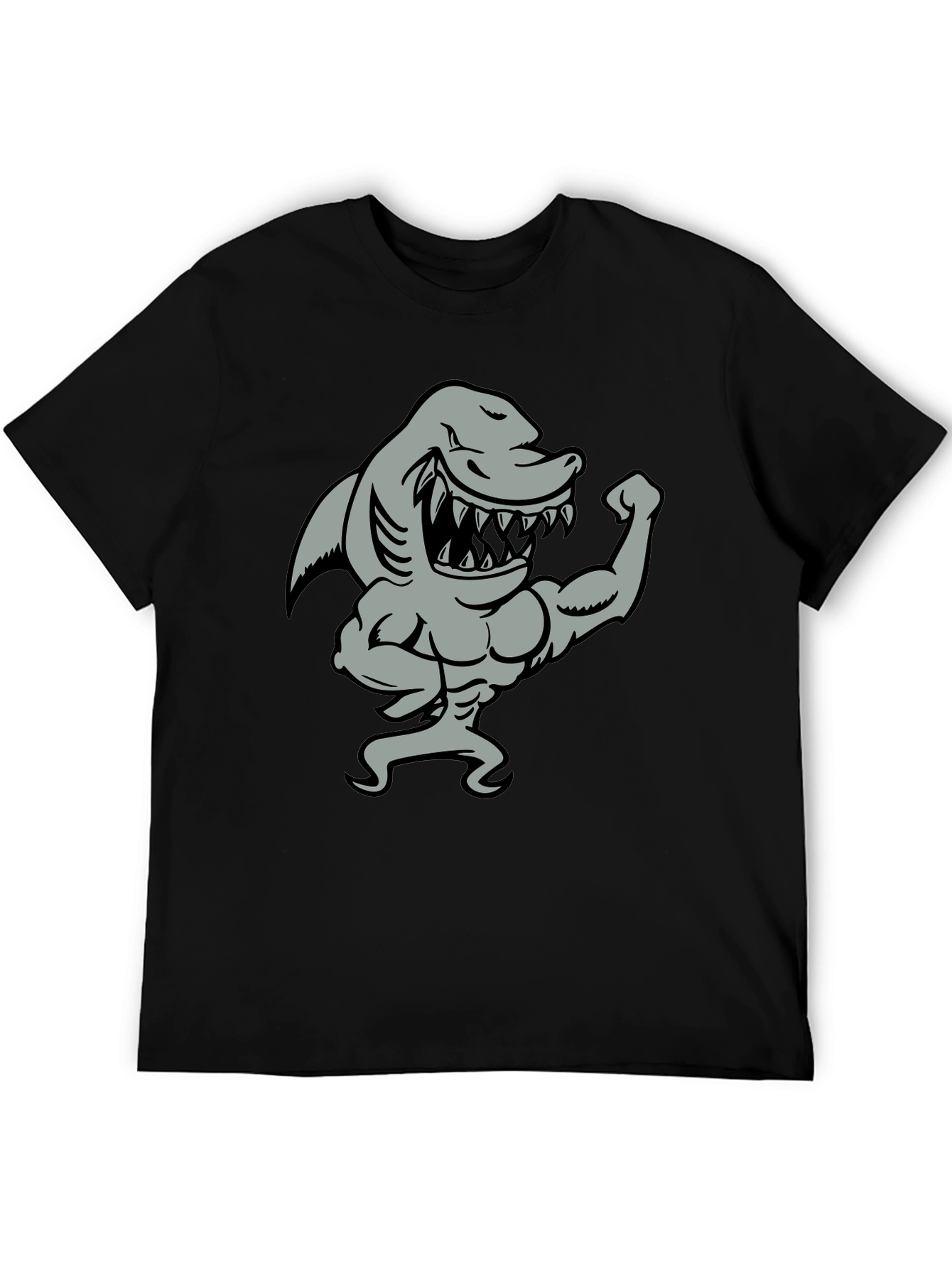 Shark Bodybuilder Graphic Tee - Black