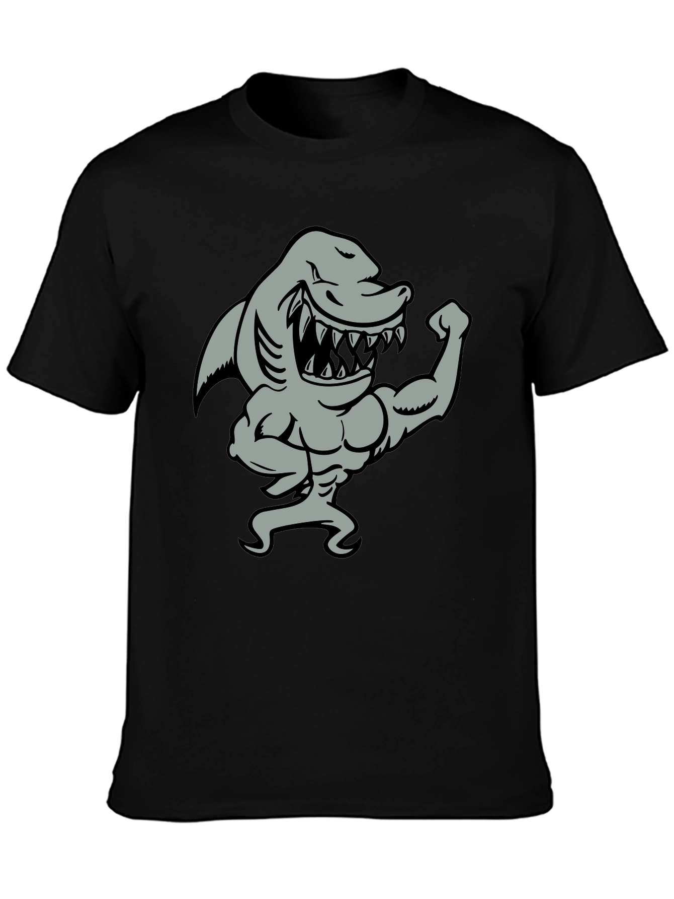 Shark Bodybuilder Graphic Tee - Black